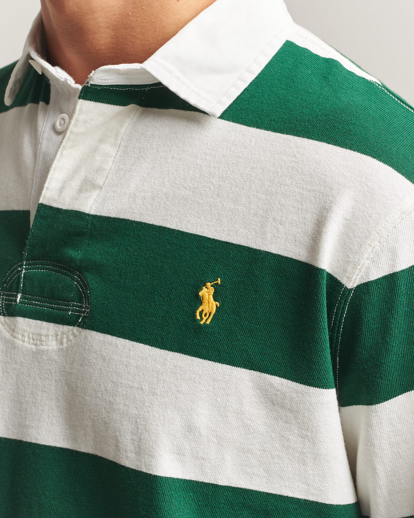 Herren | Pullover | Polo Ralph Lauren | Striped Jersey Rugger Cream/Forest