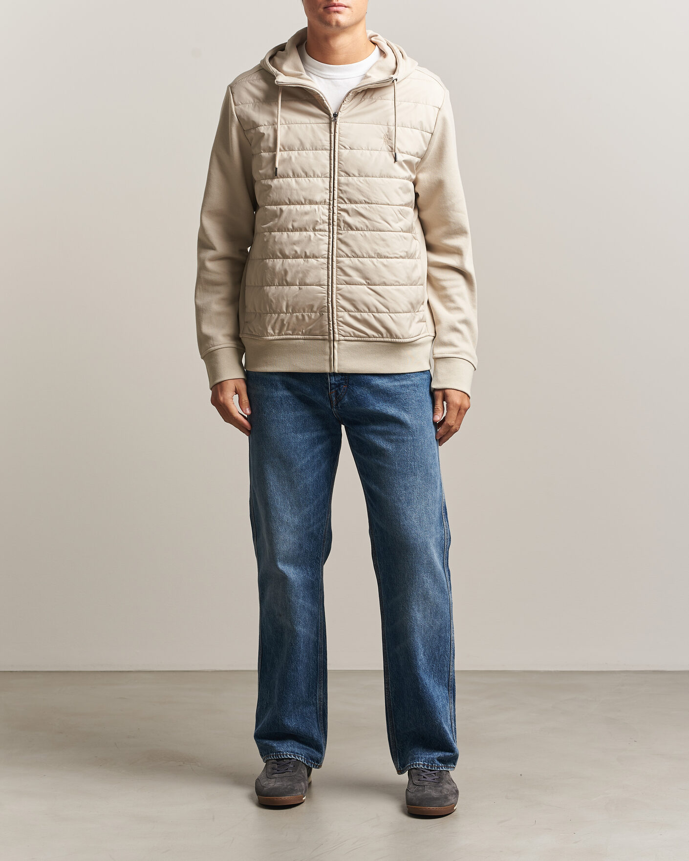 Herren | Pullover | Polo Ralph Lauren | Double Knitted Jaquard Full Zip Hoodie Stoneware Grey