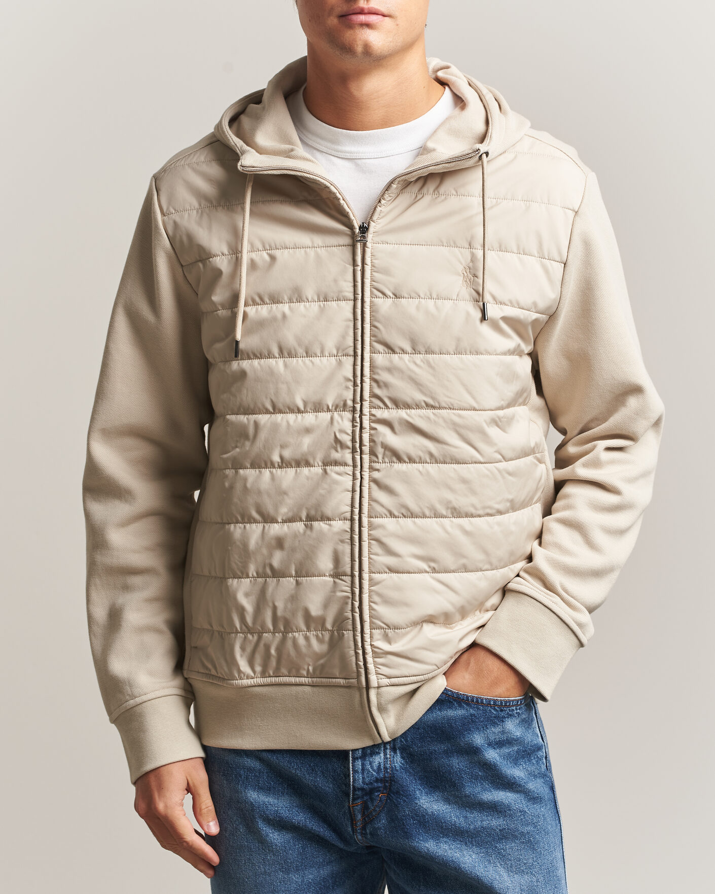 Herren | Pullover | Polo Ralph Lauren | Double Knitted Jaquard Full Zip Hoodie Stoneware Grey