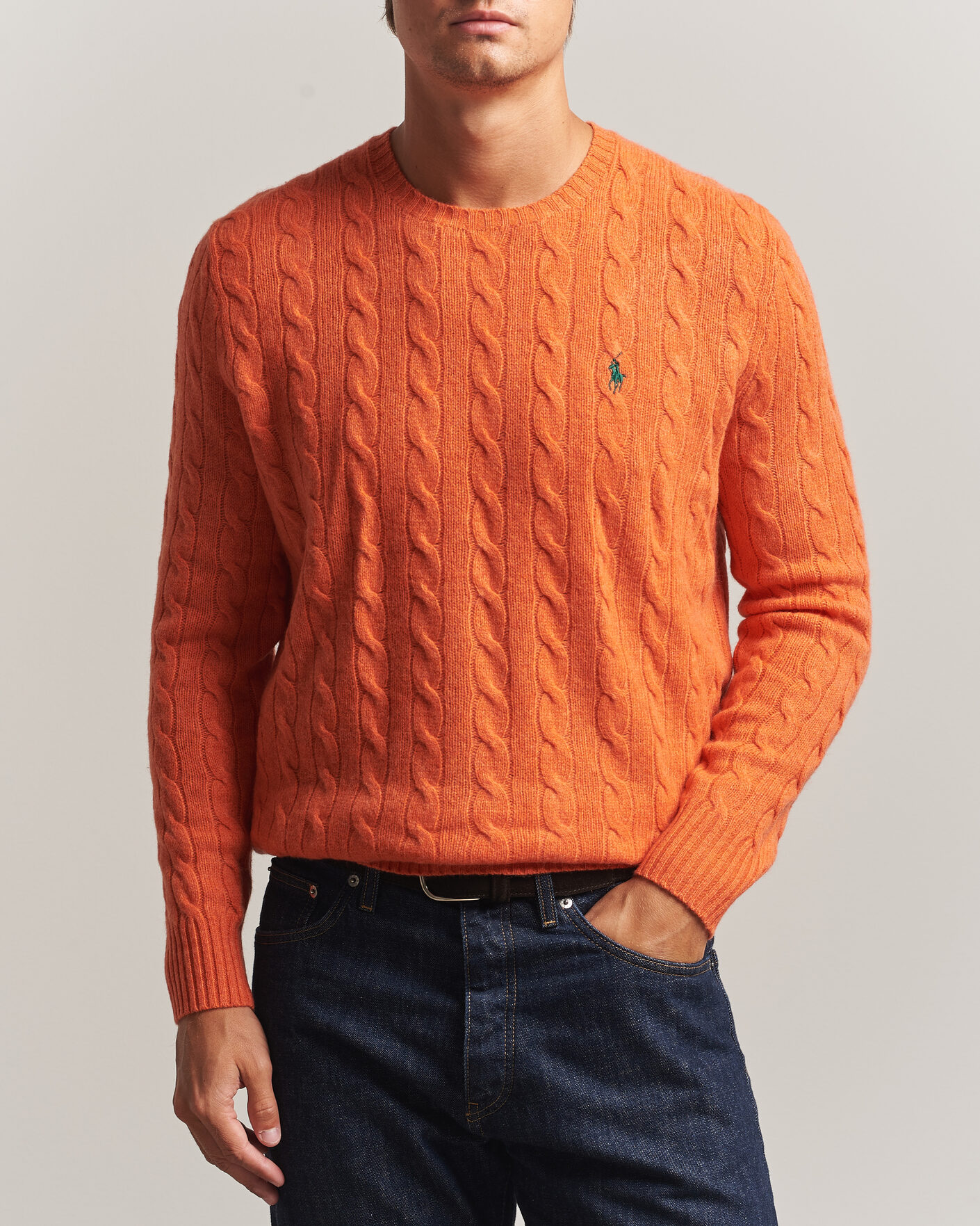 Herren | Pullover | Polo Ralph Lauren | Wool/Cashmere Cable Crew Neck Orange Jasper Heather