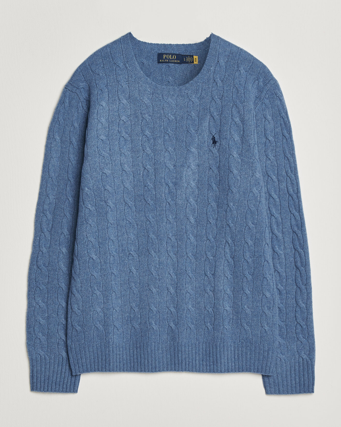 Herren | Pullover | Polo Ralph Lauren | Wool/Cashmere Cable Crew Neck Blue Borage Heather