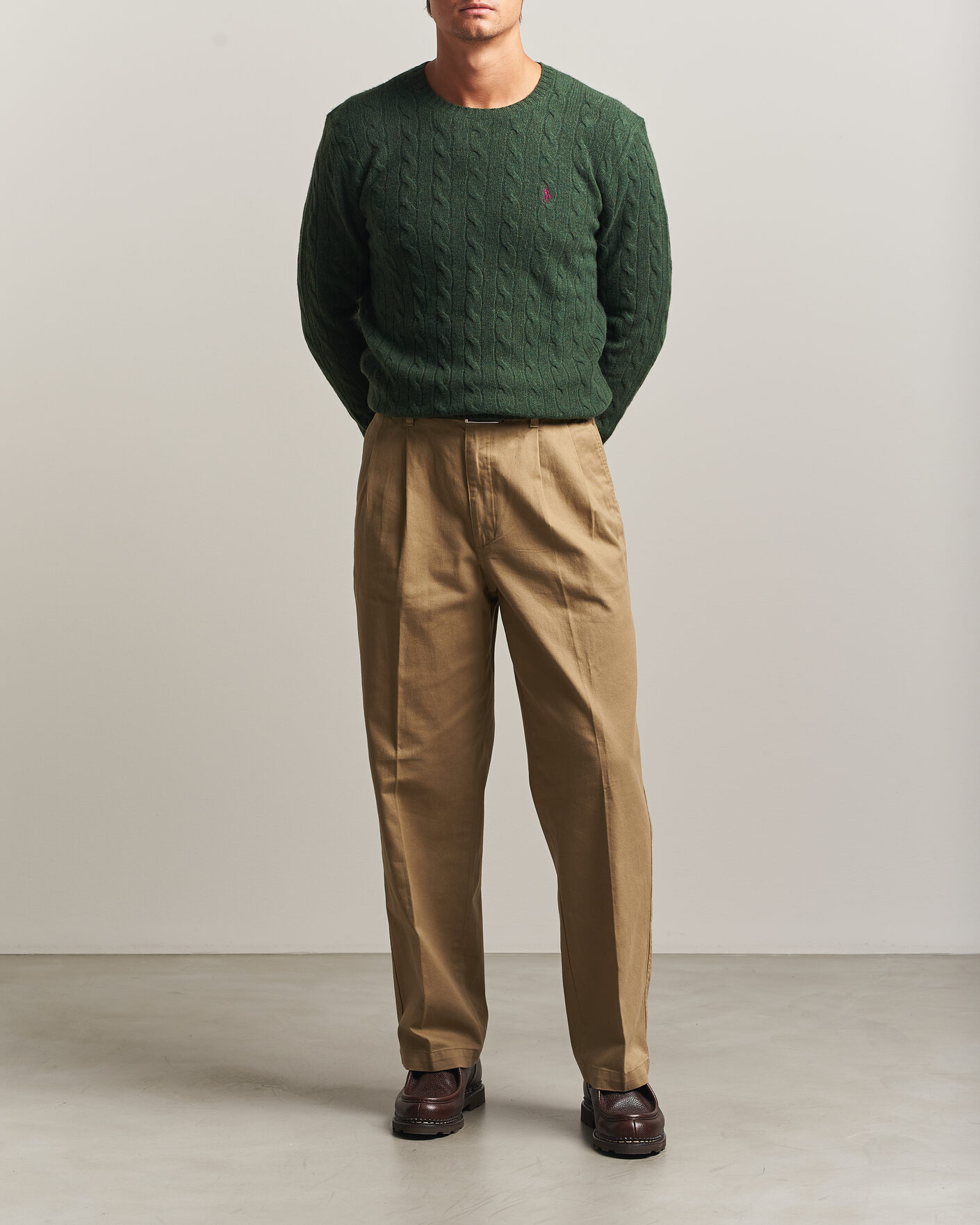 Herren | Pullover | Polo Ralph Lauren | Wool/Cashmere Cable Crew Neck Lodgepole Pine Heather