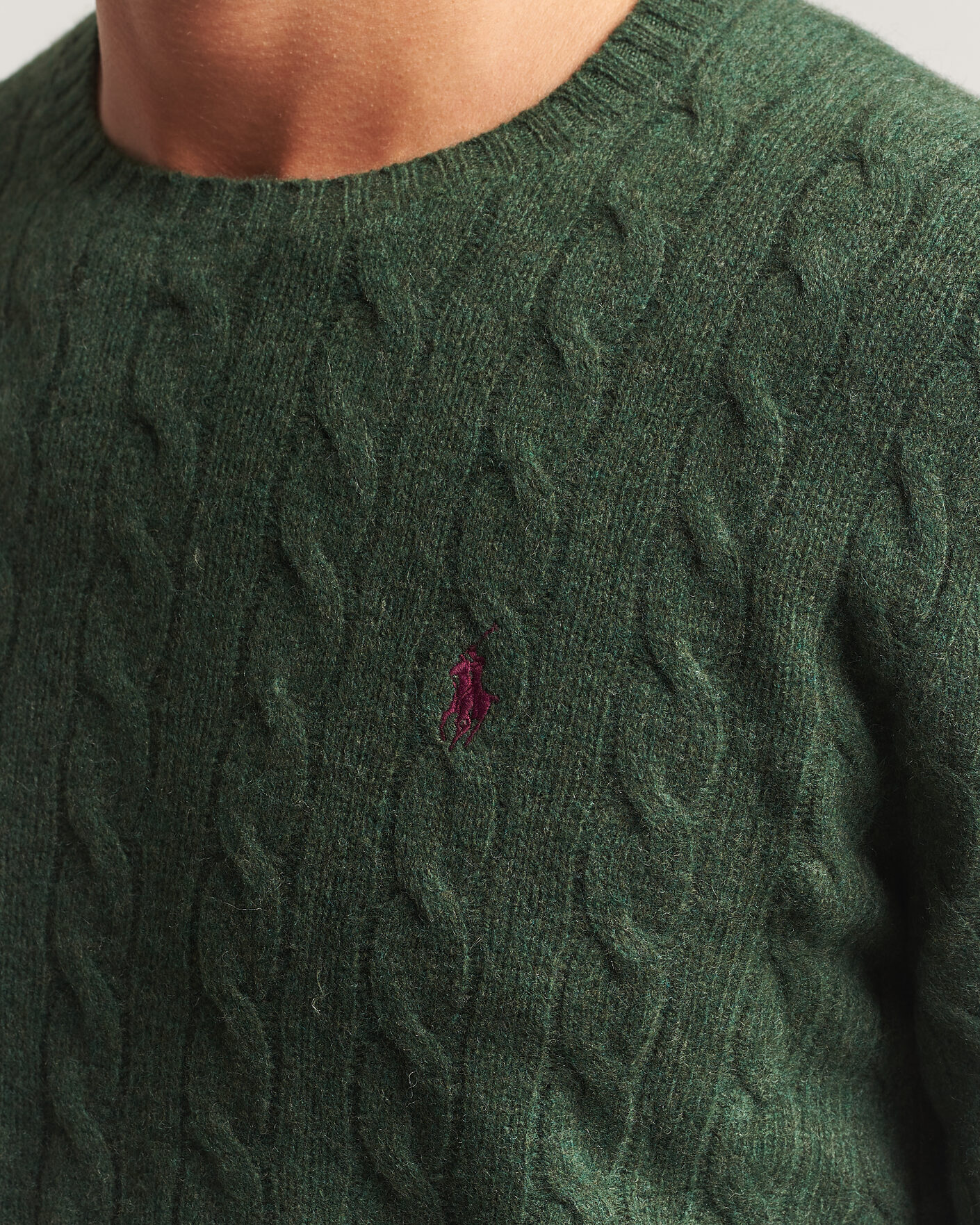 Herren | Pullover | Polo Ralph Lauren | Wool/Cashmere Cable Crew Neck Lodgepole Pine Heather