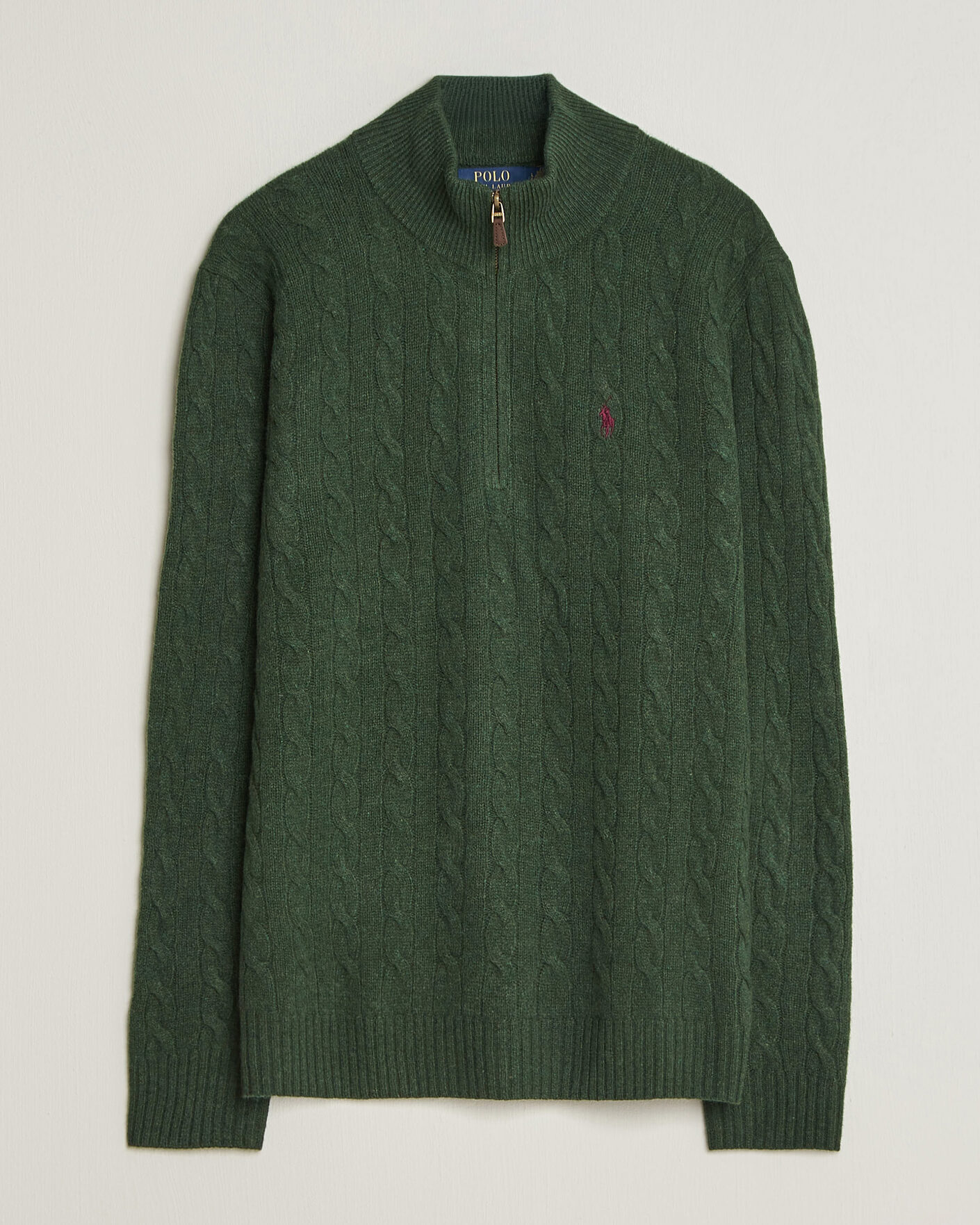 Herren | Pullover | Polo Ralph Lauren | Wool/Cashmere Cable Half Zip Lodgepole Pine Heather