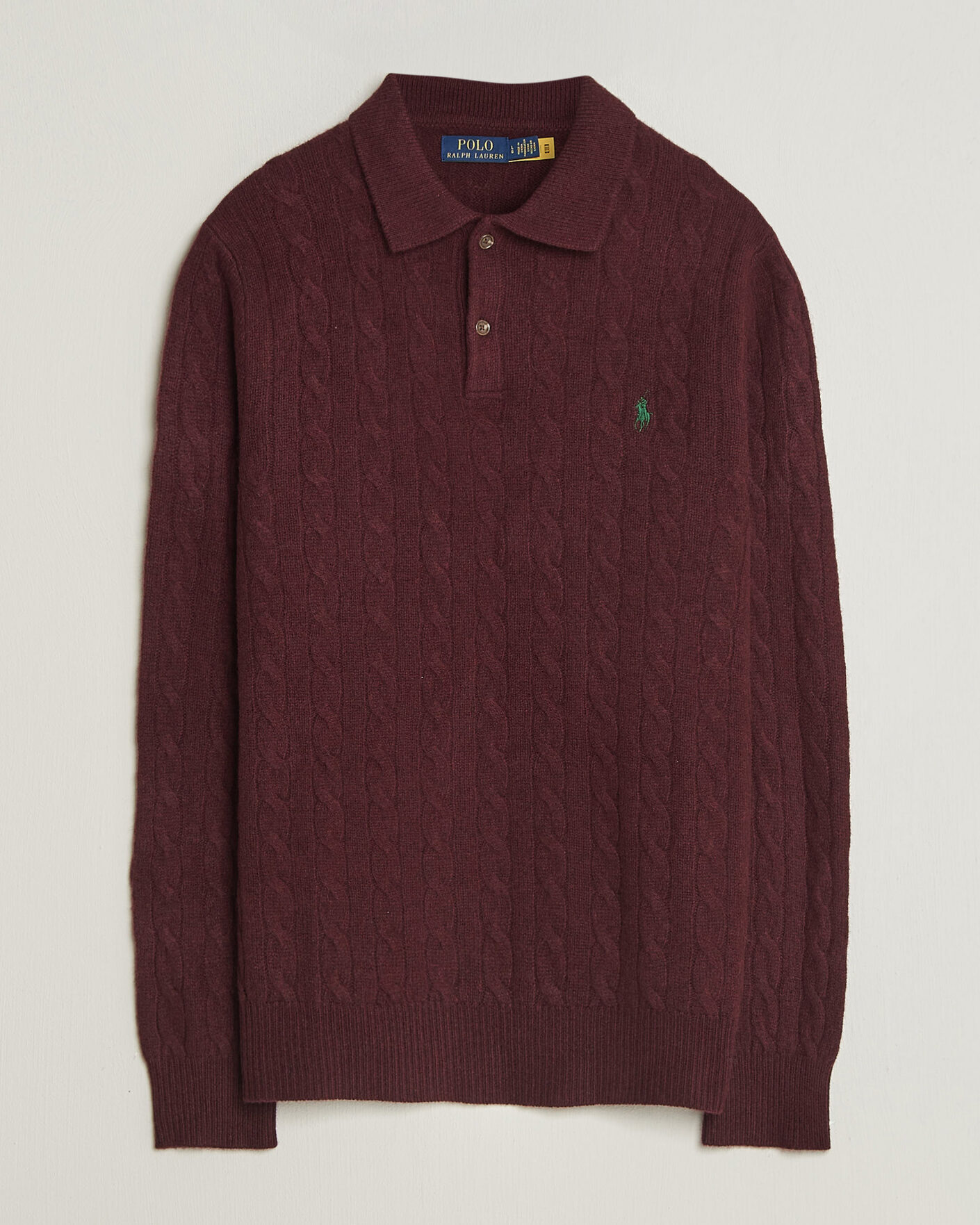 Herren | Pullover | Polo Ralph Lauren | Wool/Cashmere Cable Knit Polo Aged Wine Heather