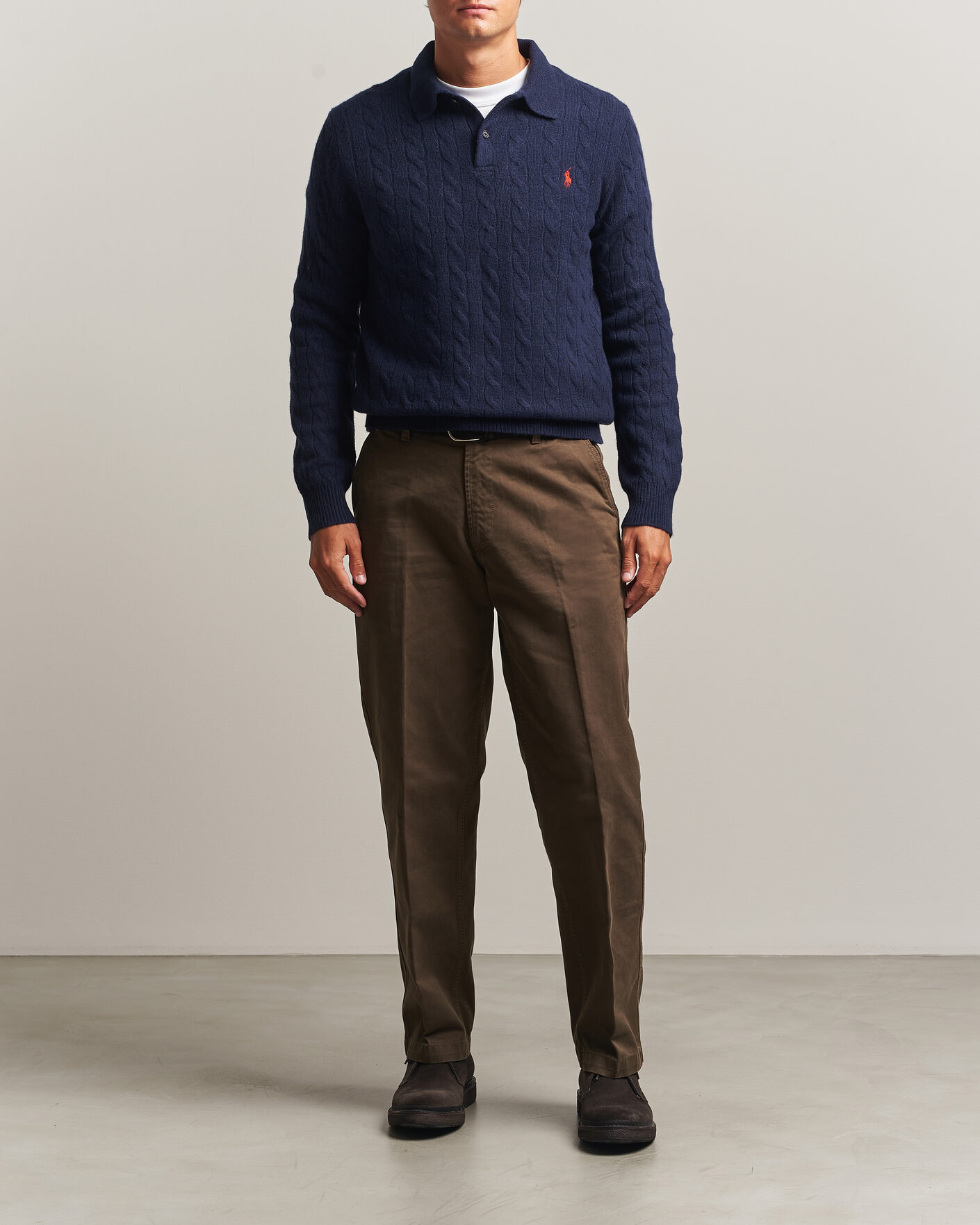 Herren | Pullover | Polo Ralph Lauren | Wool/Cashmere Cable Knit Polo Hunter Navy