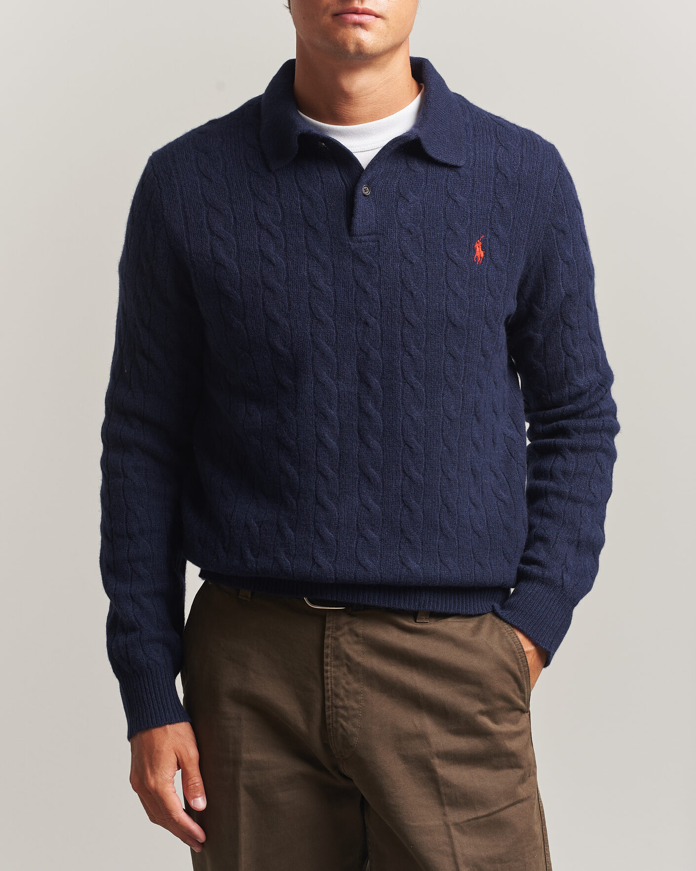 Herren | Pullover | Polo Ralph Lauren | Wool/Cashmere Cable Knit Polo Hunter Navy