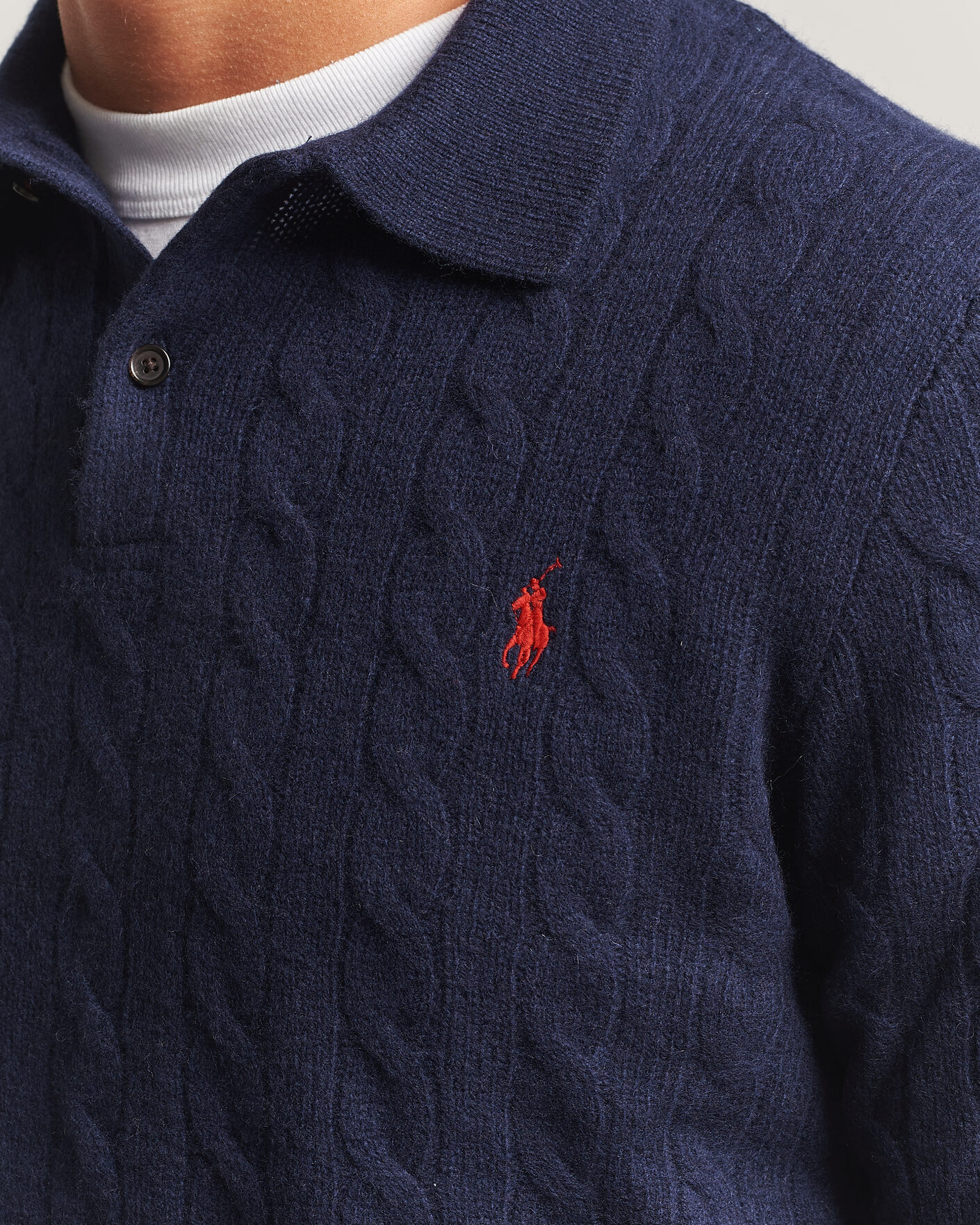 Herren | Pullover | Polo Ralph Lauren | Wool/Cashmere Cable Knit Polo Hunter Navy