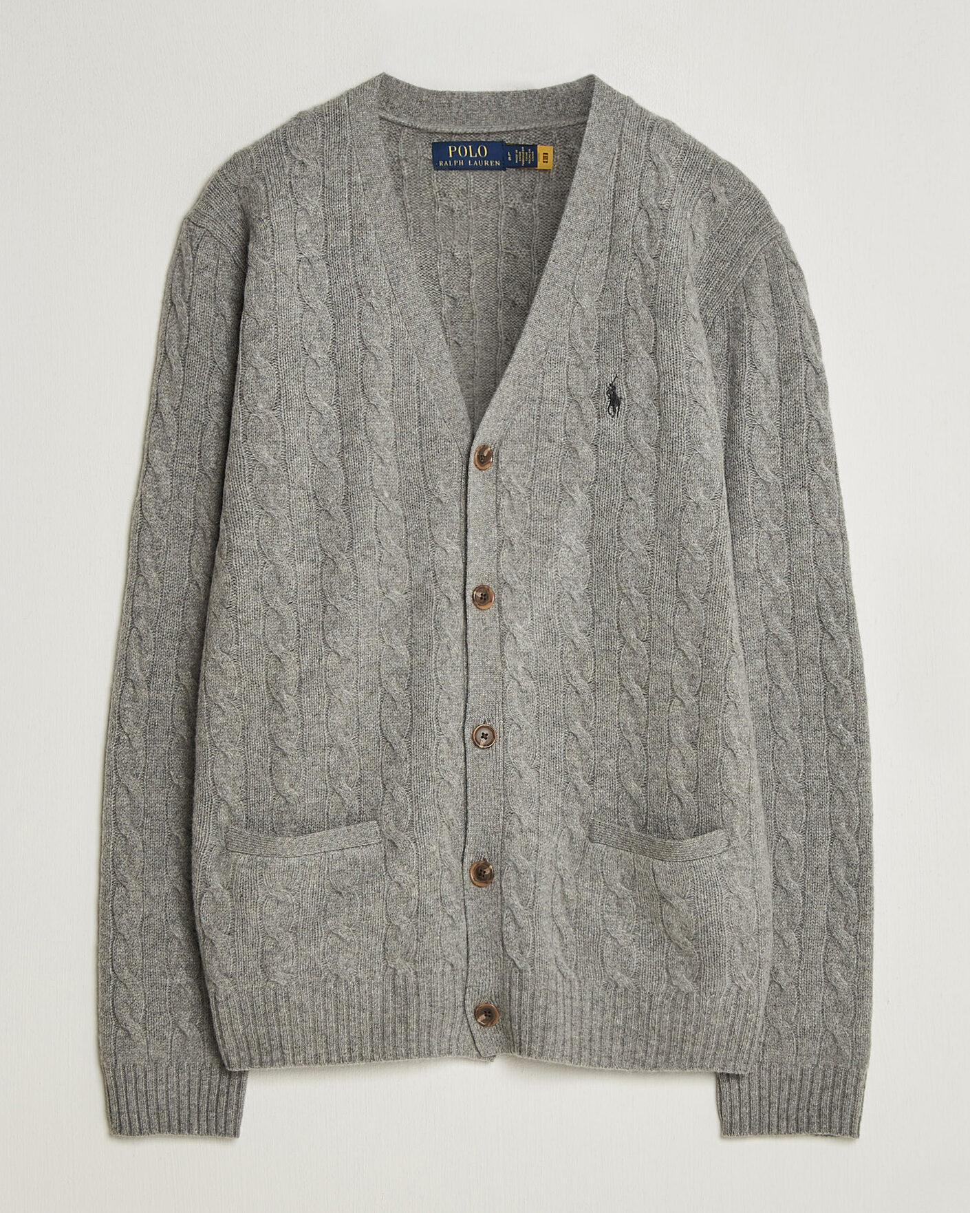 Herren | Pullover | Polo Ralph Lauren | Wool/Cashmere Cable Cardigan Fawn Grey Heather