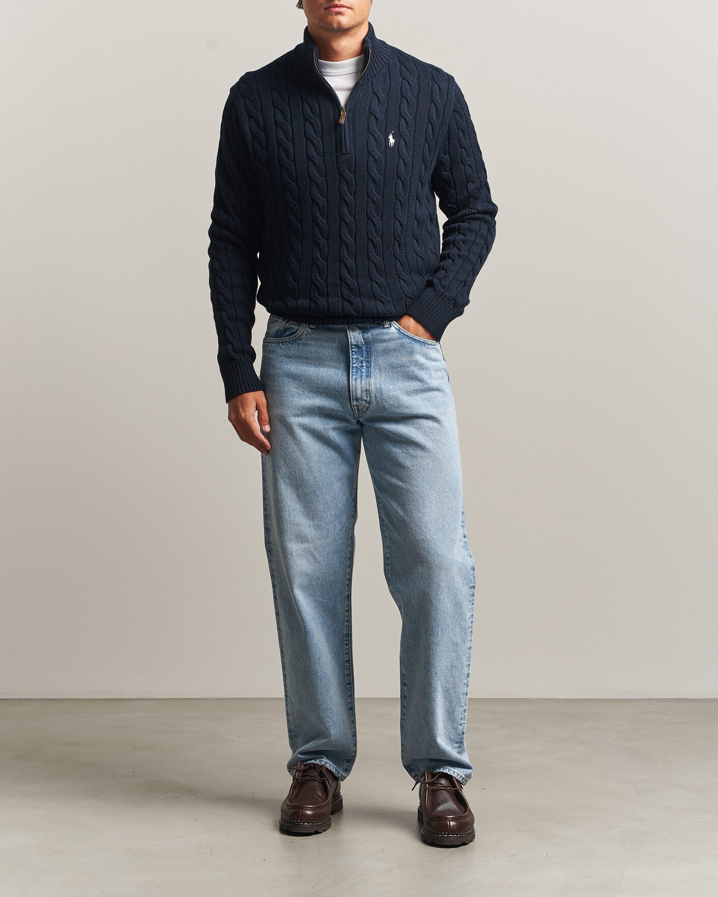 Herren | Pullover | Polo Ralph Lauren | Cotton Cable Half Zip Hunter Navy