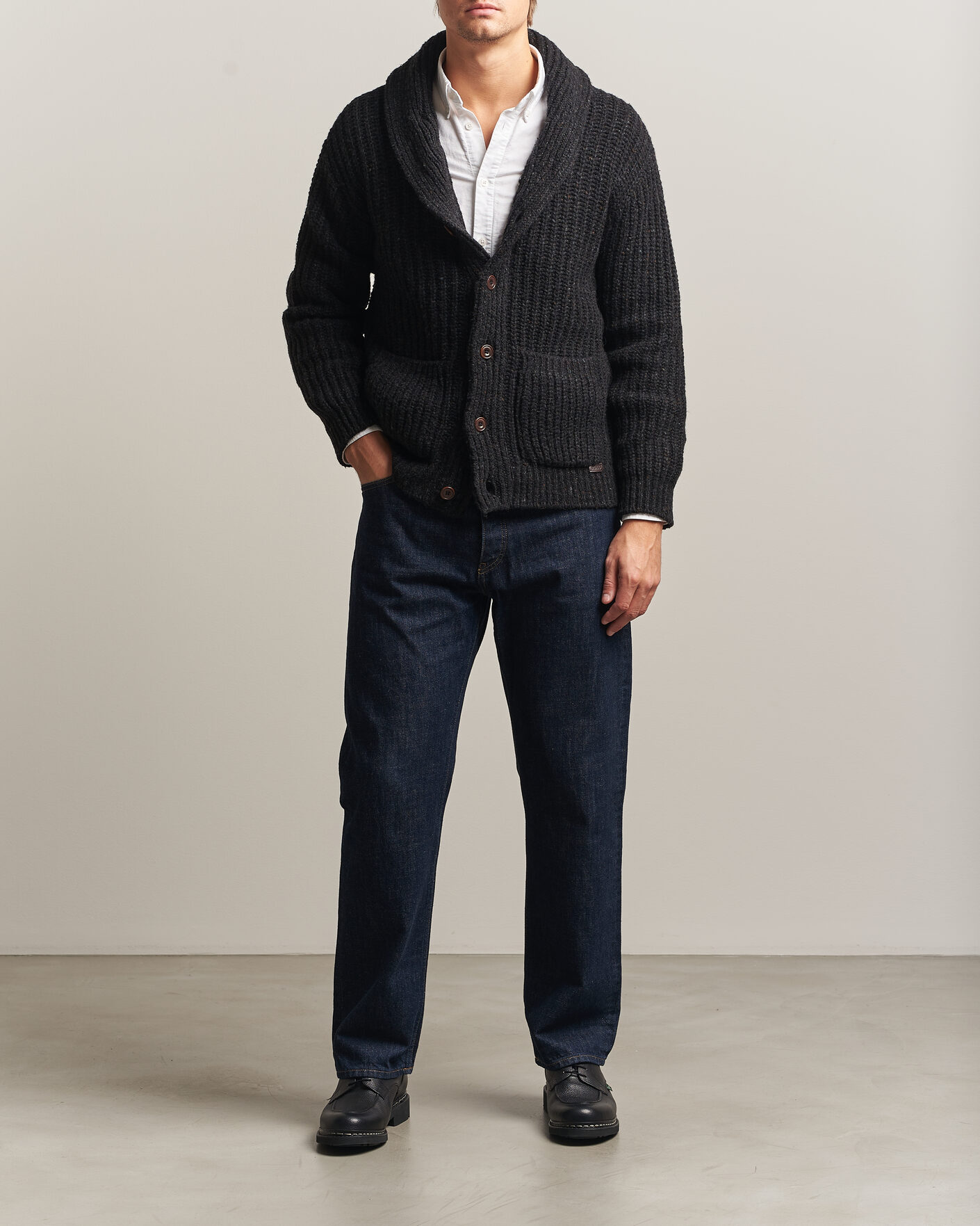Herren | Pullover | Polo Ralph Lauren | Wool Blend Shawl Collar Cardigan Black Marl
