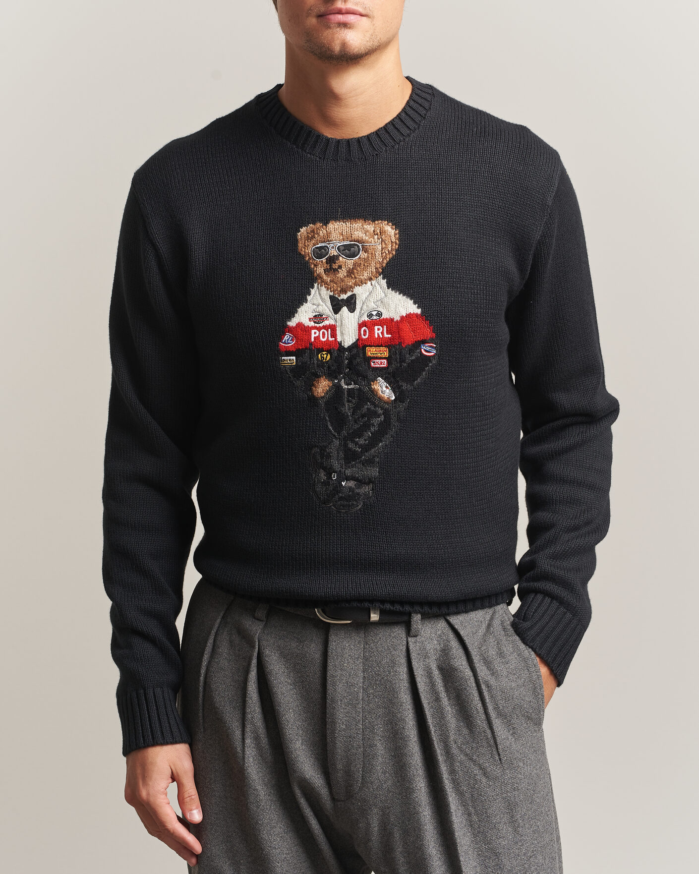 Herren | Pullover | Polo Ralph Lauren | Cotton Blend Bear Sweater Polo Black