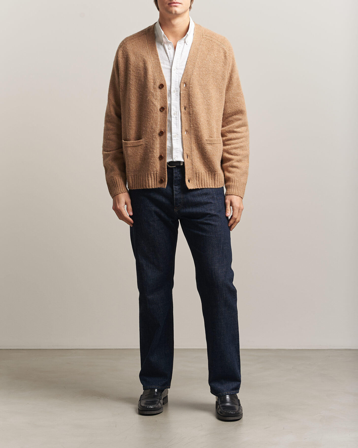 Herren | Pullover | Polo Ralph Lauren | Wool/Cashmere Patch Cardigan Crouton Tan Heather