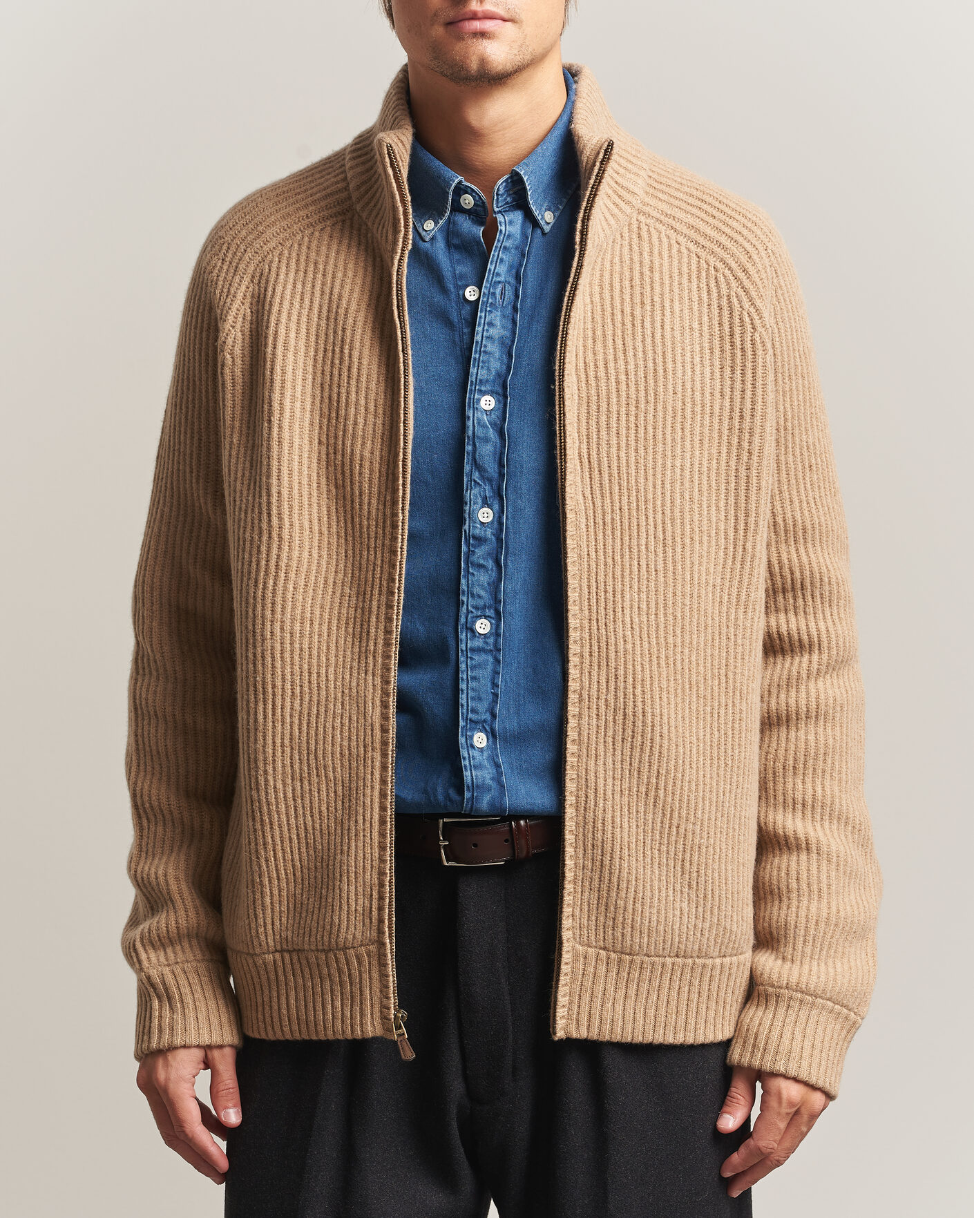 Herren | Pullover | Polo Ralph Lauren | Wool/Cashmere Full-Zip Camel Melange