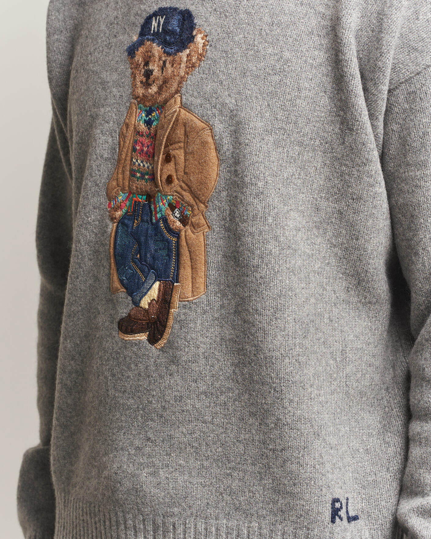 Herren | Pullover | Polo Ralph Lauren | Wool Blend Bear Sweater Grey Combo