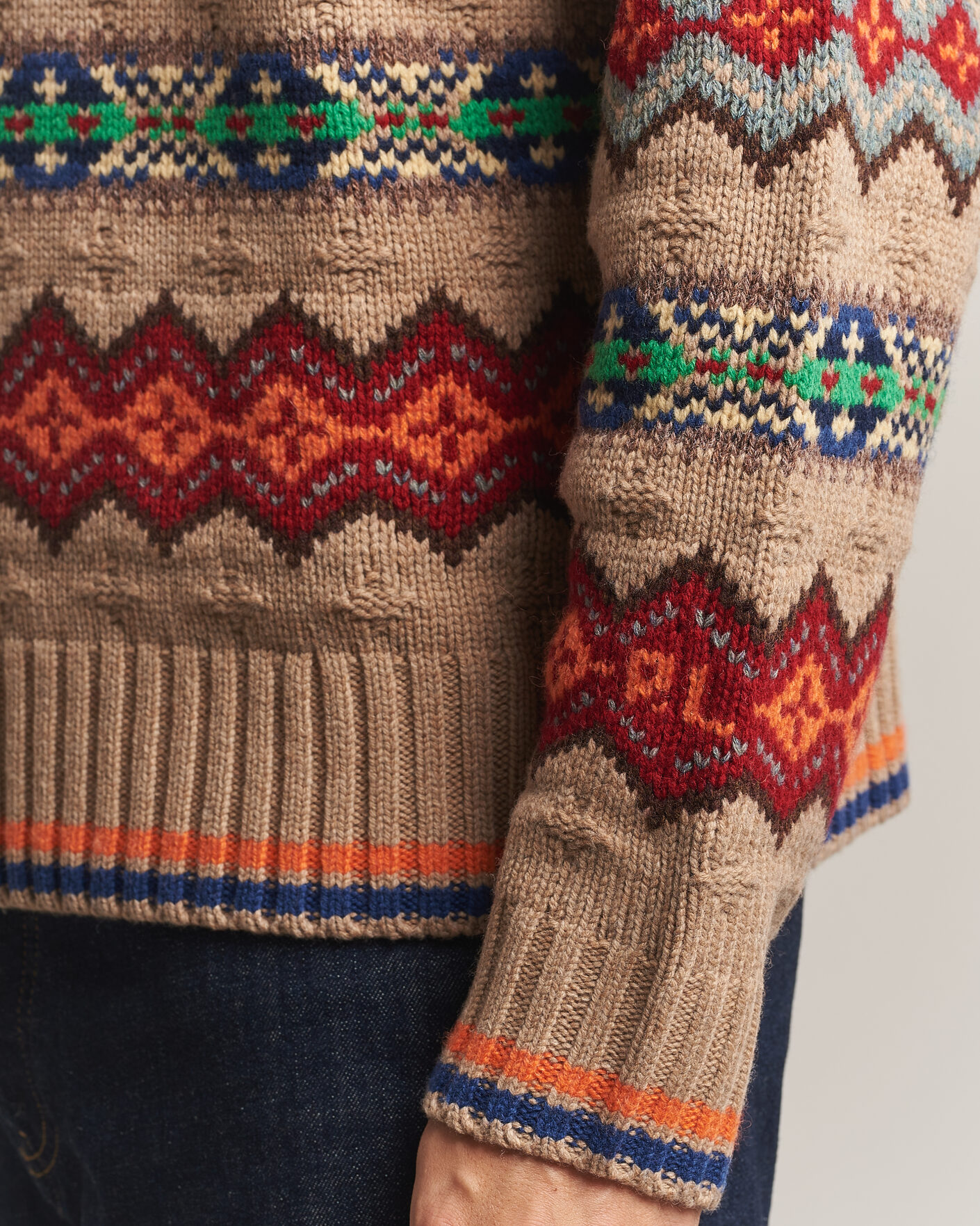 Herren | Pullover | Polo Ralph Lauren | Litchfield Wool Blend Sweater Tan Multi