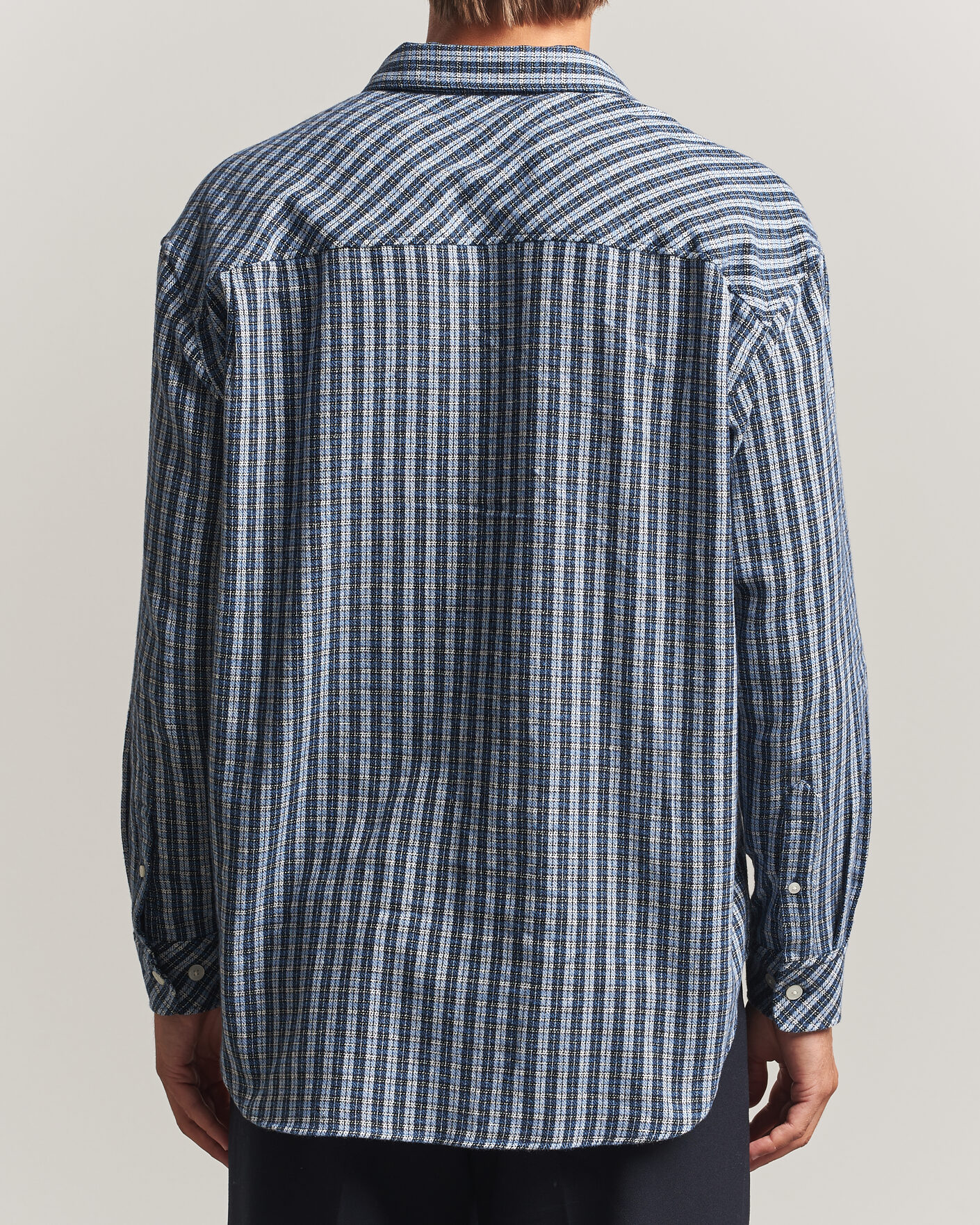 Herren | Hemden | Samsøe Samsøe | Luan Brushed Cotton Checked Shirt Cyaneus