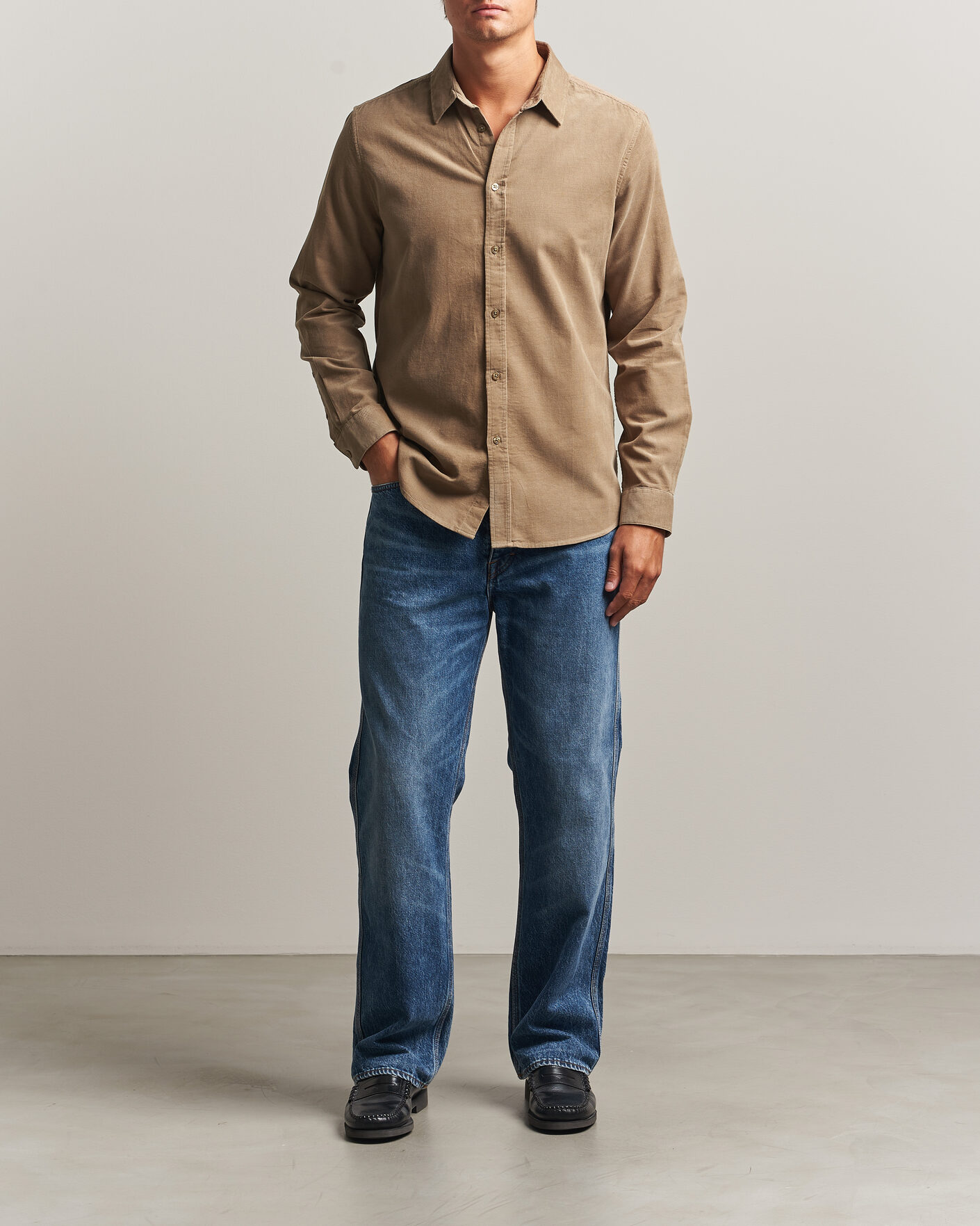 Herren | Hemden | Samsøe Samsøe | Liam Baby Cord Shirt Lead Gray