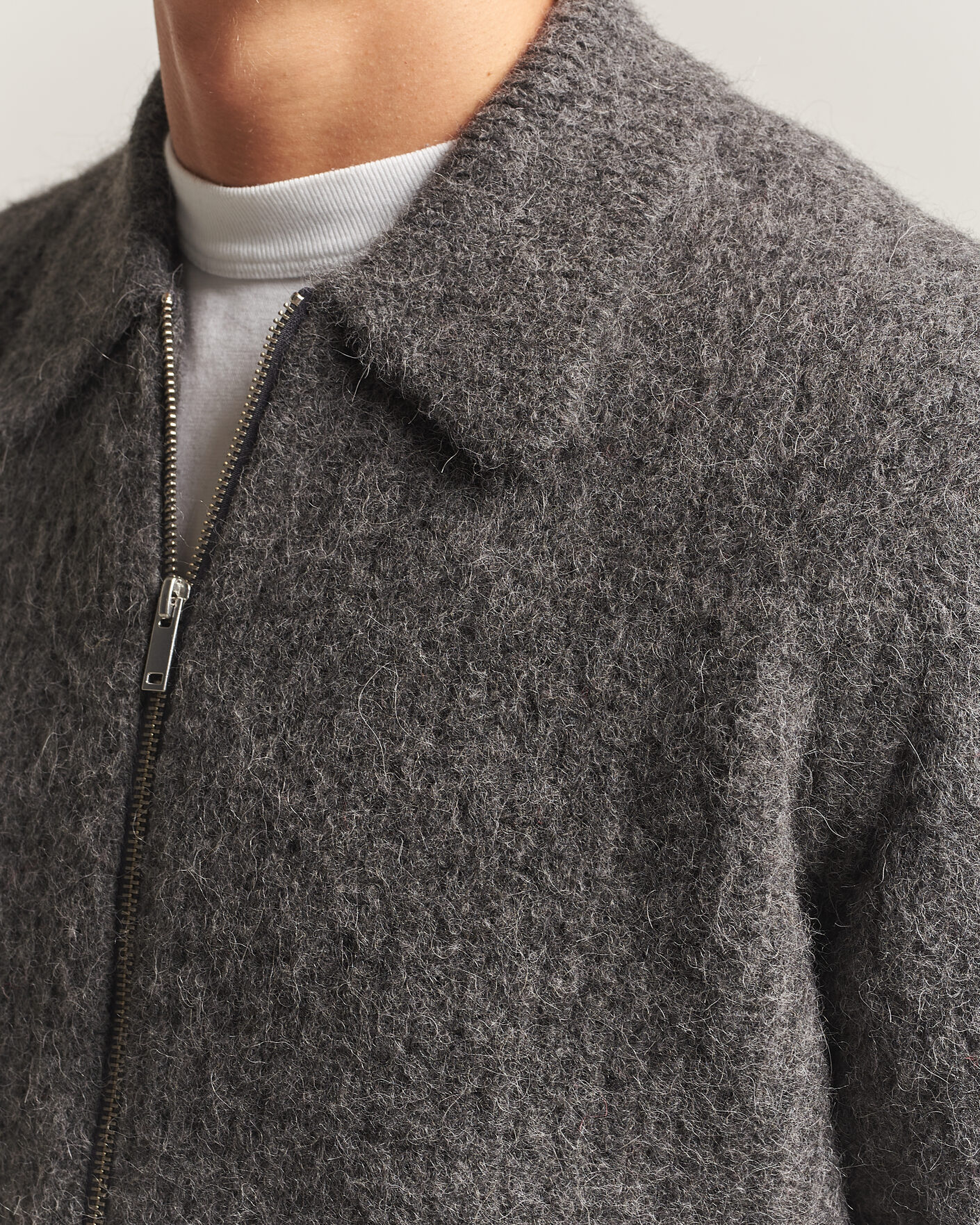Herren | Pullover | Samsøe Samsøe | Job Alpaca Knitted Full Zip Dark Grey Melange