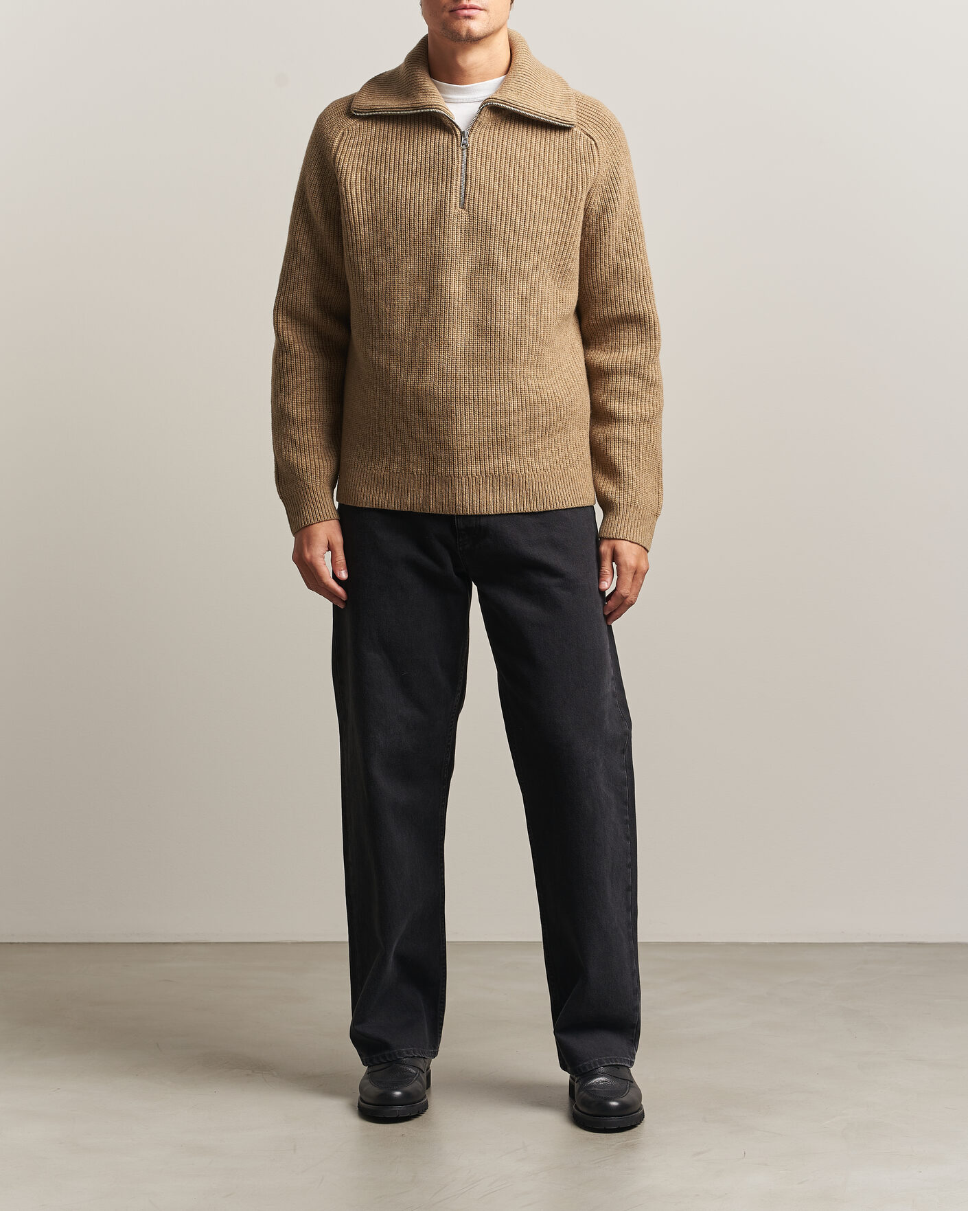 Herren | Pullover | Samsøe Samsøe | Rick Wool Heavy Knitted Half Zip Lead Gray