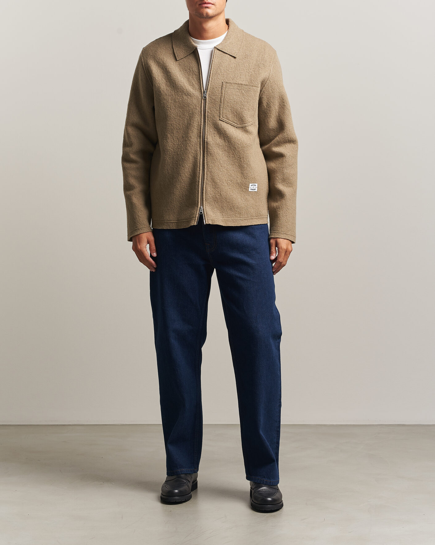 Herren | Pullover | Samsøe Samsøe | Hannes Boiled Wool Full Zip Lead Gray