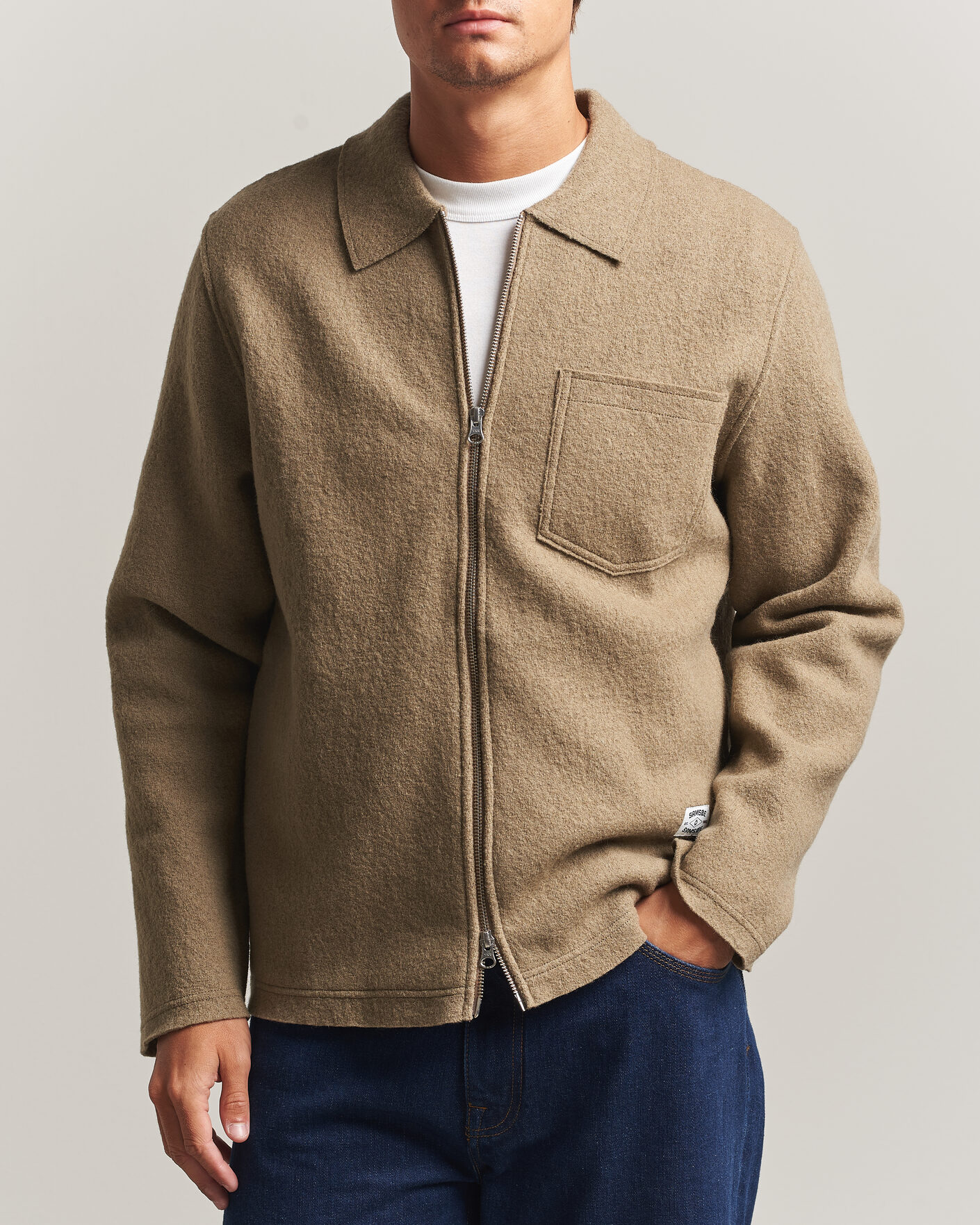 Herren | Pullover | Samsøe Samsøe | Hannes Boiled Wool Full Zip Lead Gray
