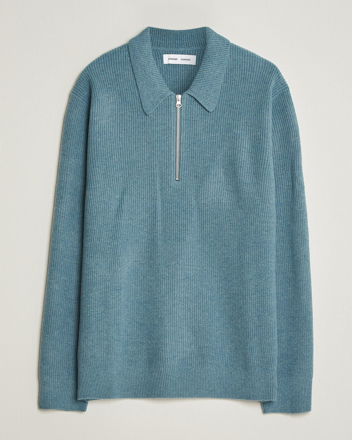 Herren | Pullover | Samsøe Samsøe | Isak Knitted Half Zip Polo Stormy Sea
