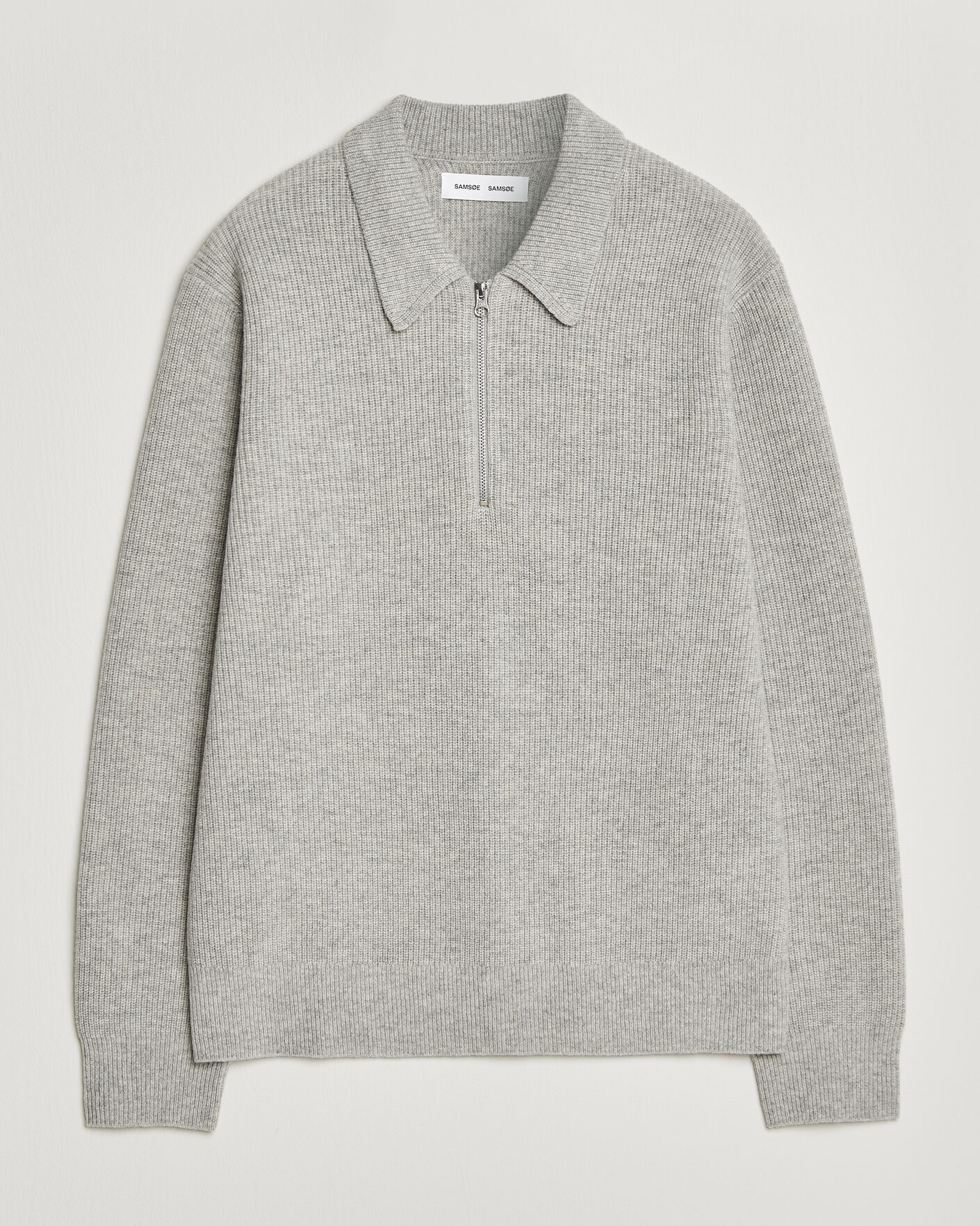 Herren | Pullover | Samsøe Samsøe | Isak Knitted Half Zip Polo Grey Melange
