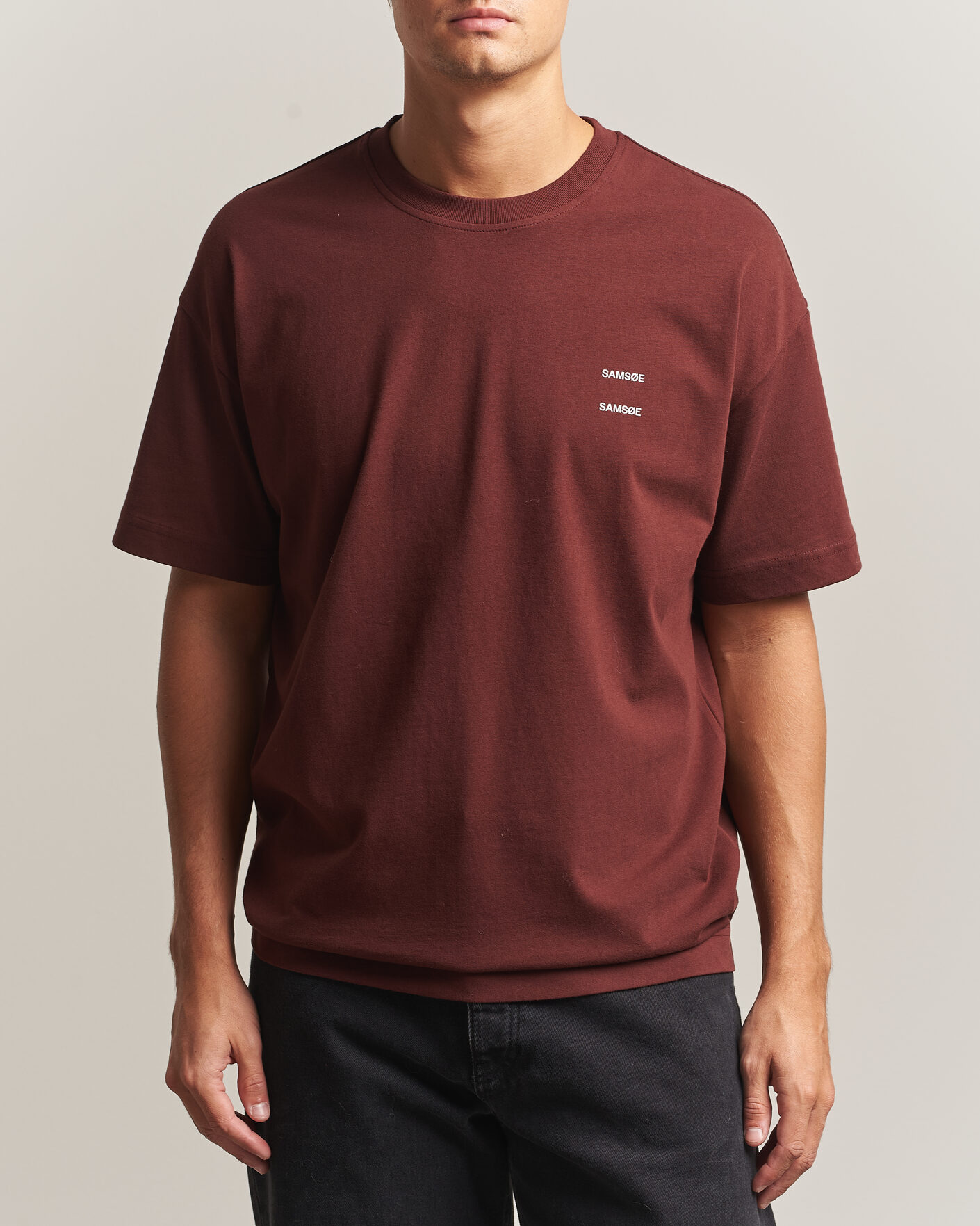 Herren | T-Shirts | Samsøe Samsøe | Joel Organic Cotton T-Shirt Bitter Chocolate