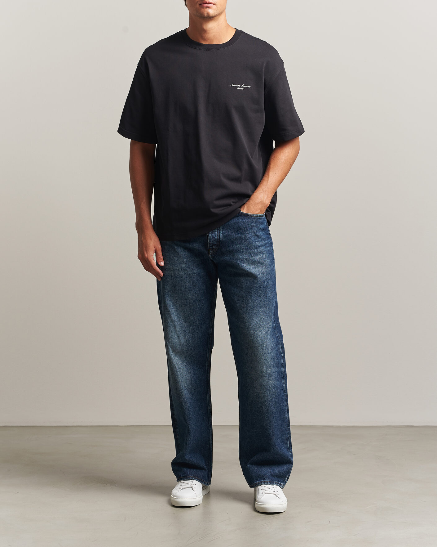 Herren | T-Shirts | Samsøe Samsøe | Uni Printed Crew Neck T-Shirt Black Building