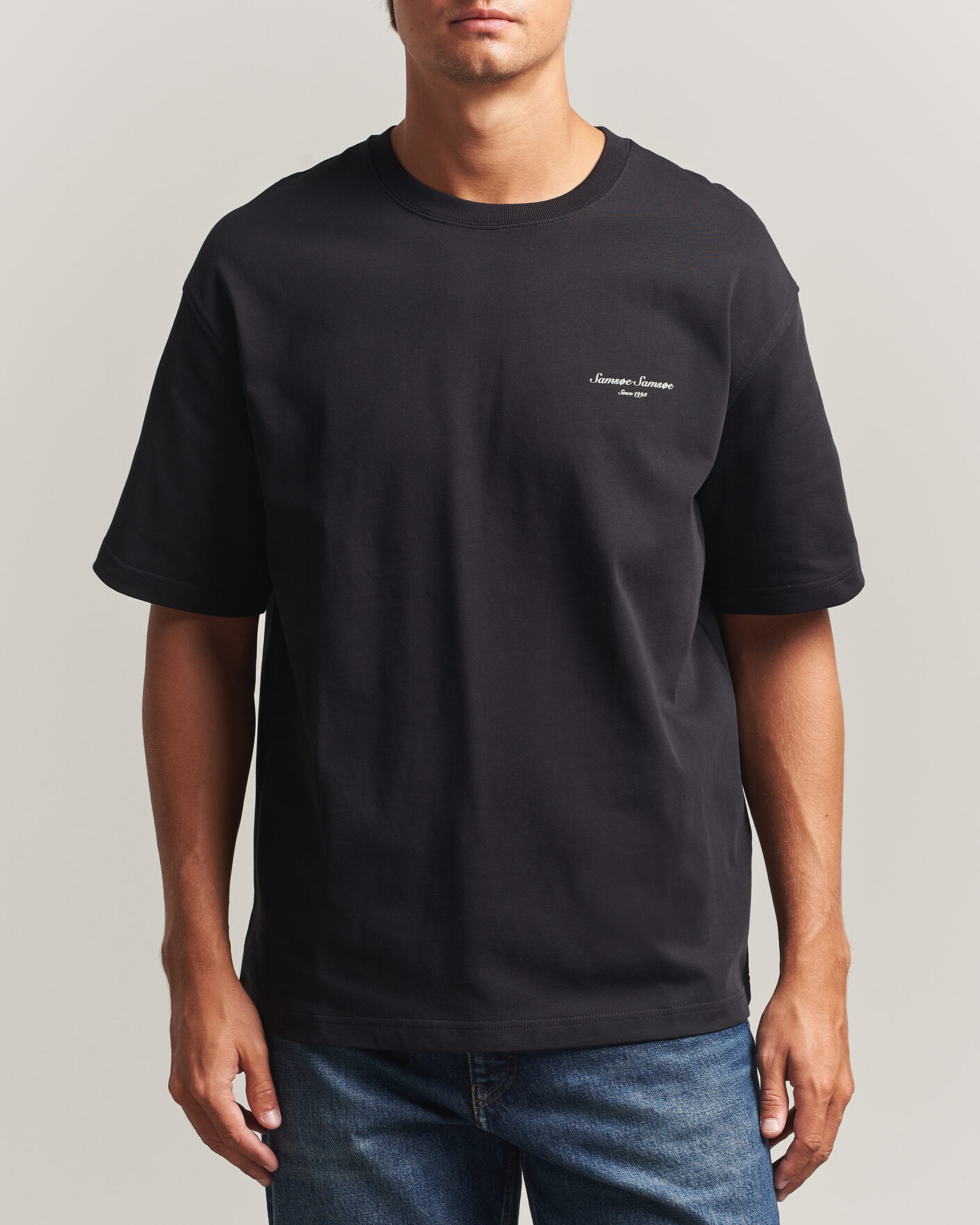Herren | T-Shirts | Samsøe Samsøe | Uni Printed Crew Neck T-Shirt Black Building