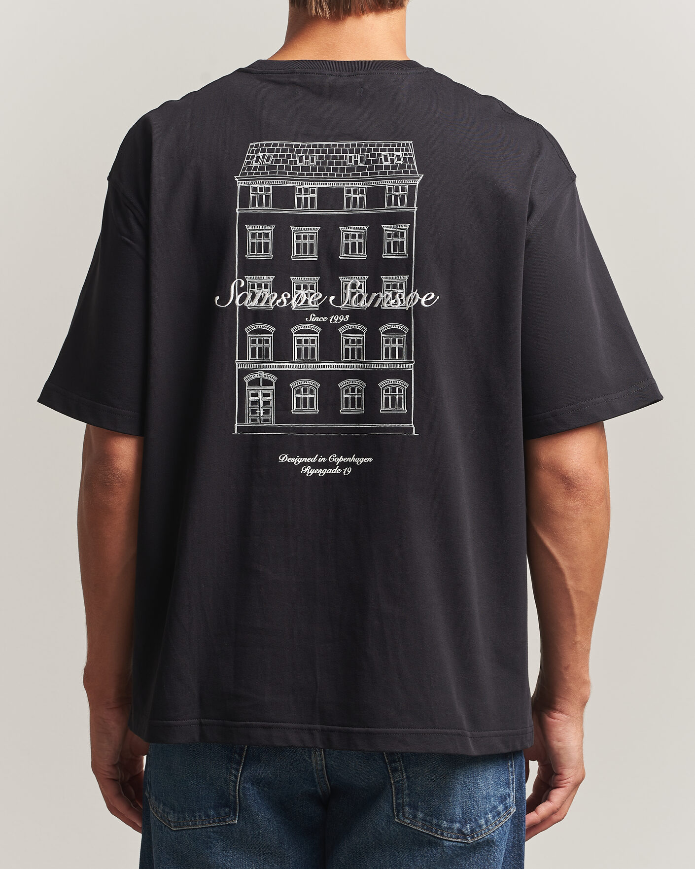 Herren | T-Shirts | Samsøe Samsøe | Uni Printed Crew Neck T-Shirt Black Building