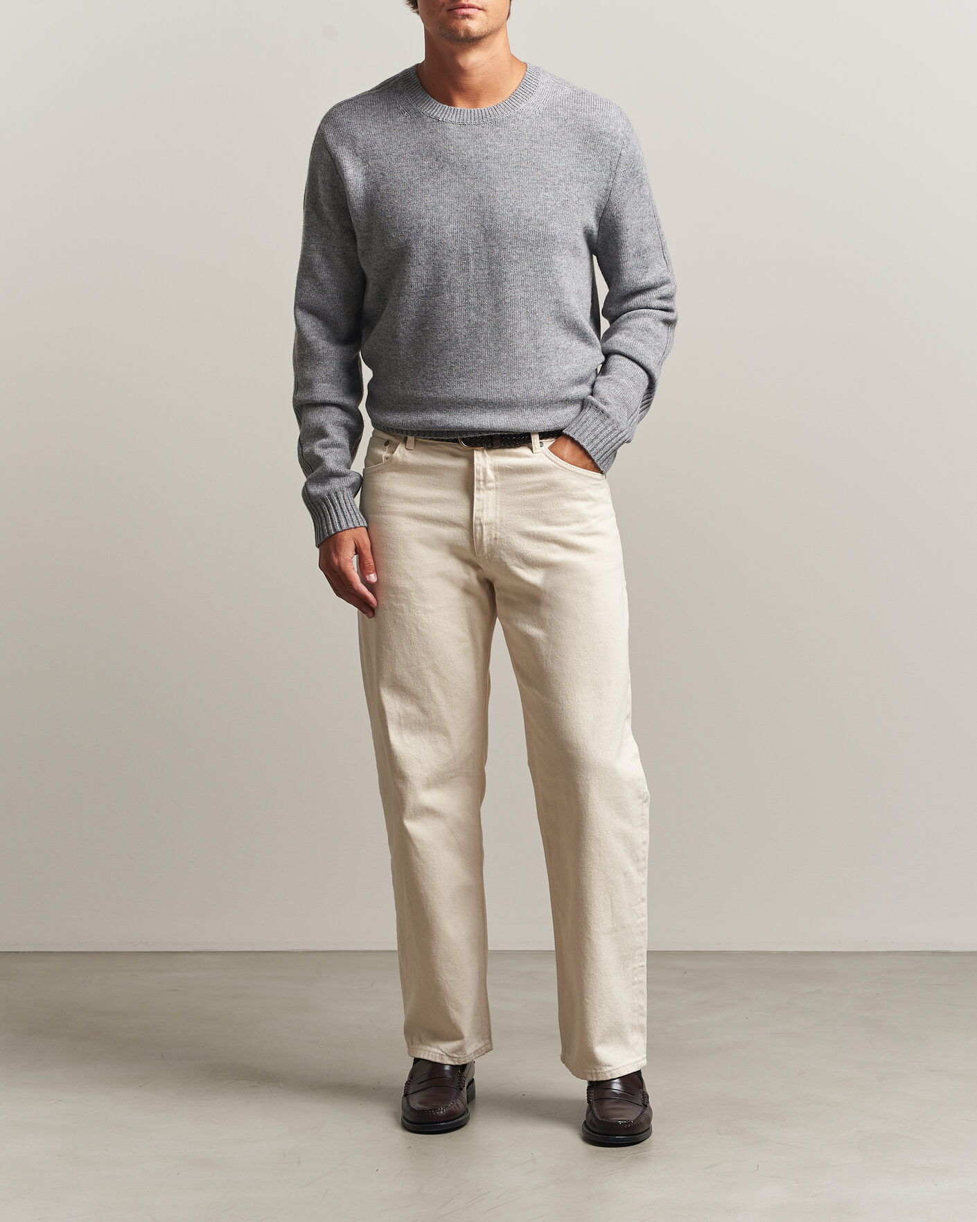Herren | Pullover | Tiger of Sweden | Wilfred Wool/Cashmere Sweater Light Grey Melange