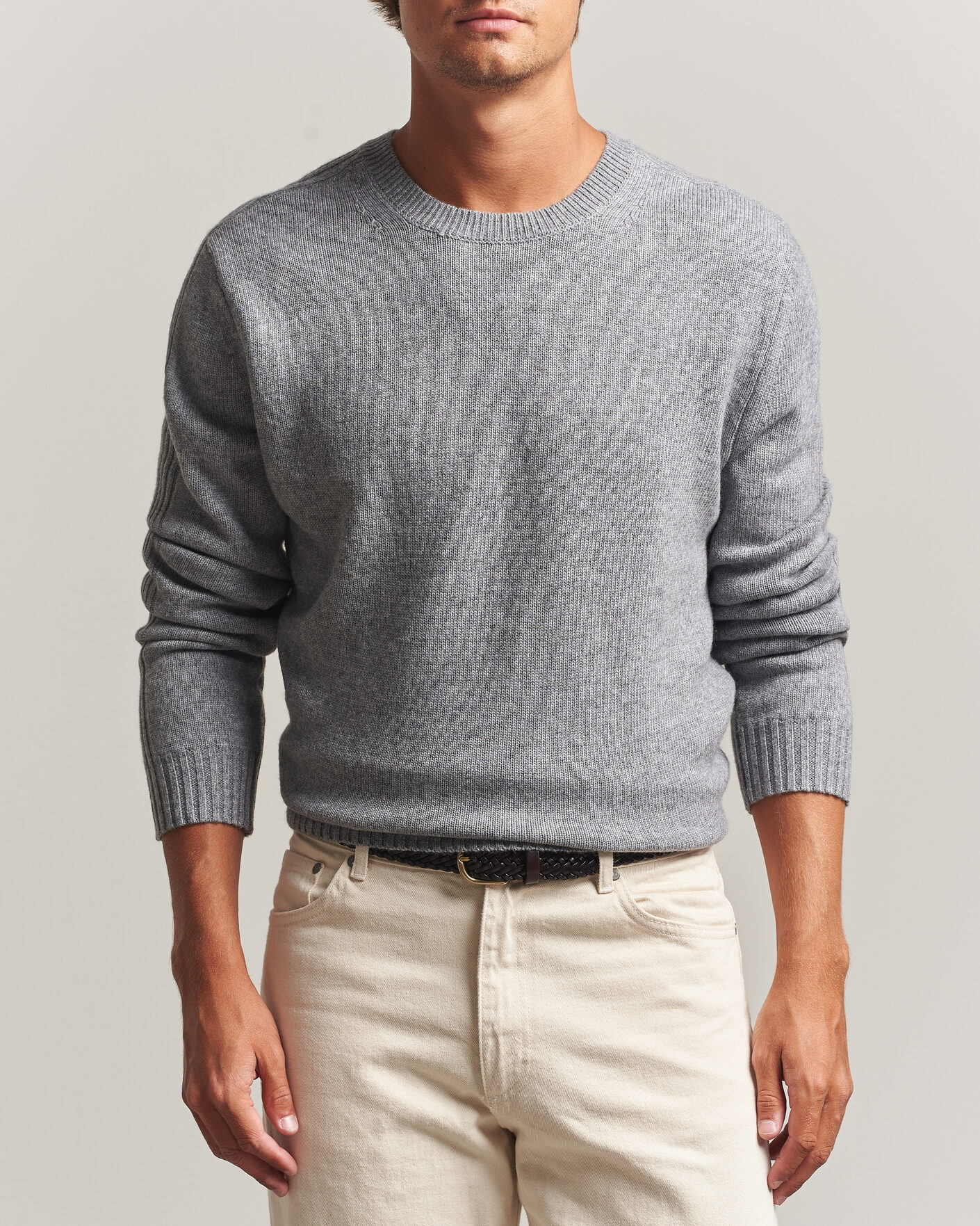 Herren | Pullover | Tiger of Sweden | Wilfred Wool/Cashmere Sweater Light Grey Melange