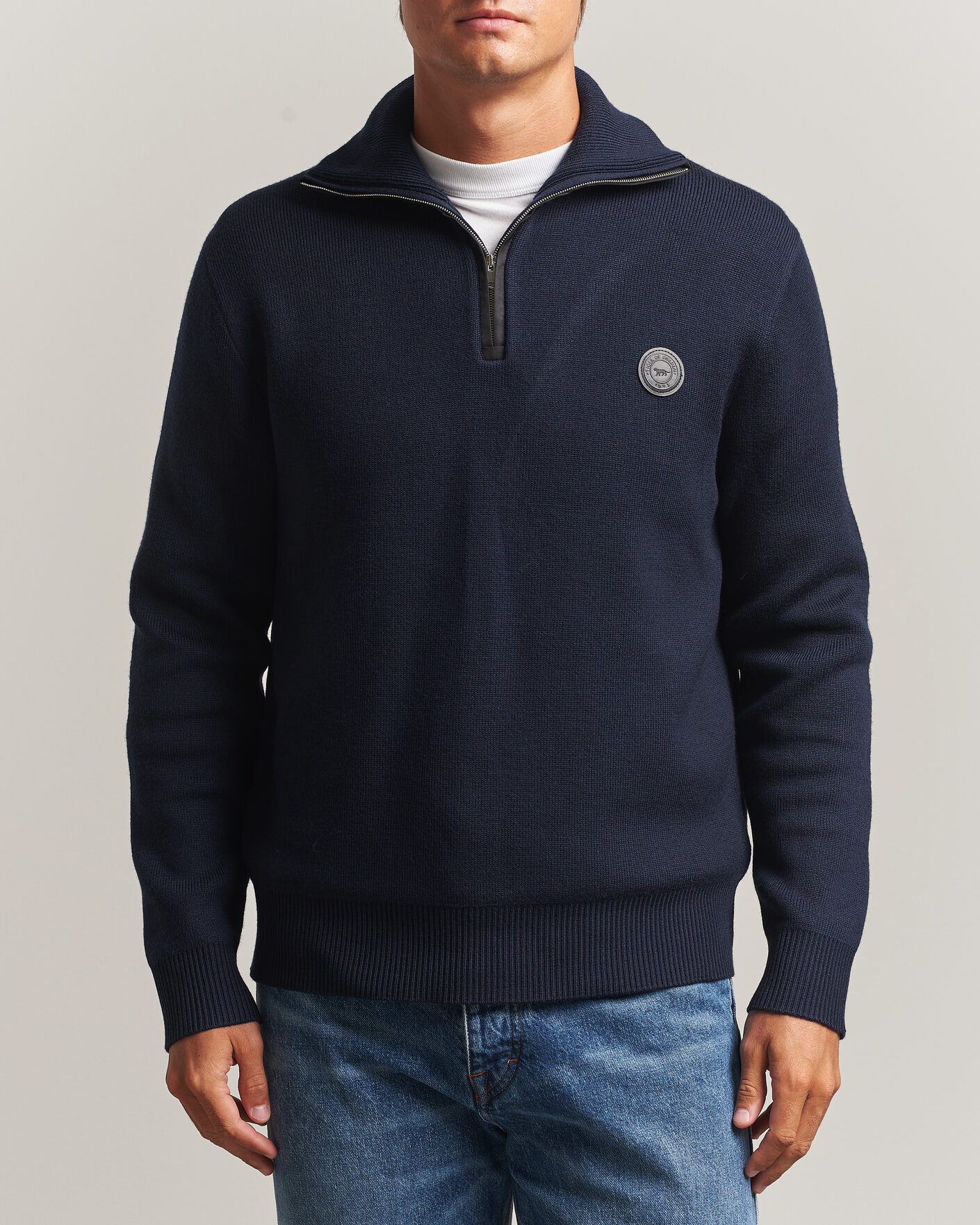 Herren | Pullover | Tiger of Sweden | Hamish Wool Heavy Knitted Half Zip Night Grape