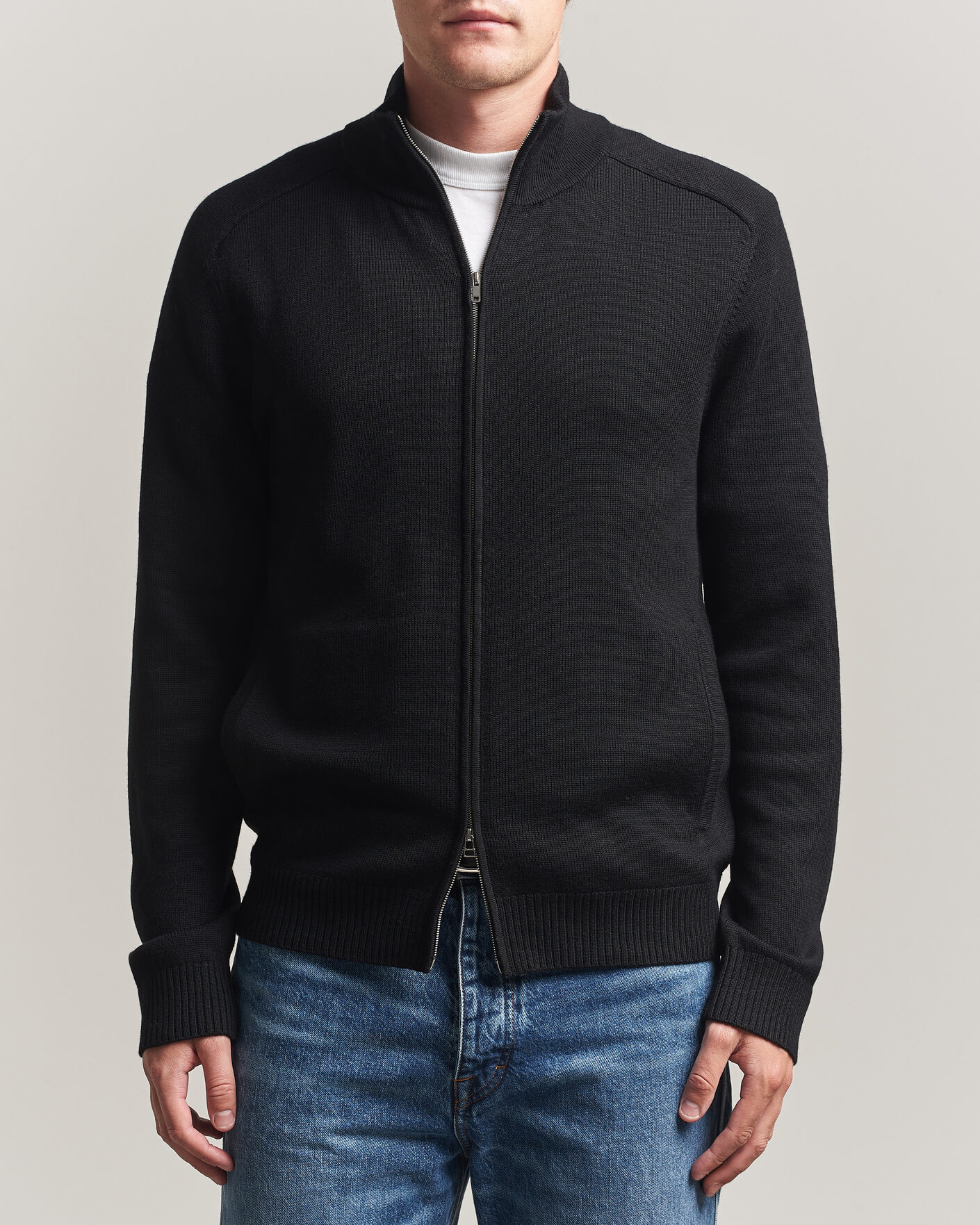 Herren | Pullover | Tiger of Sweden | Cassian Wool Full Zip Black