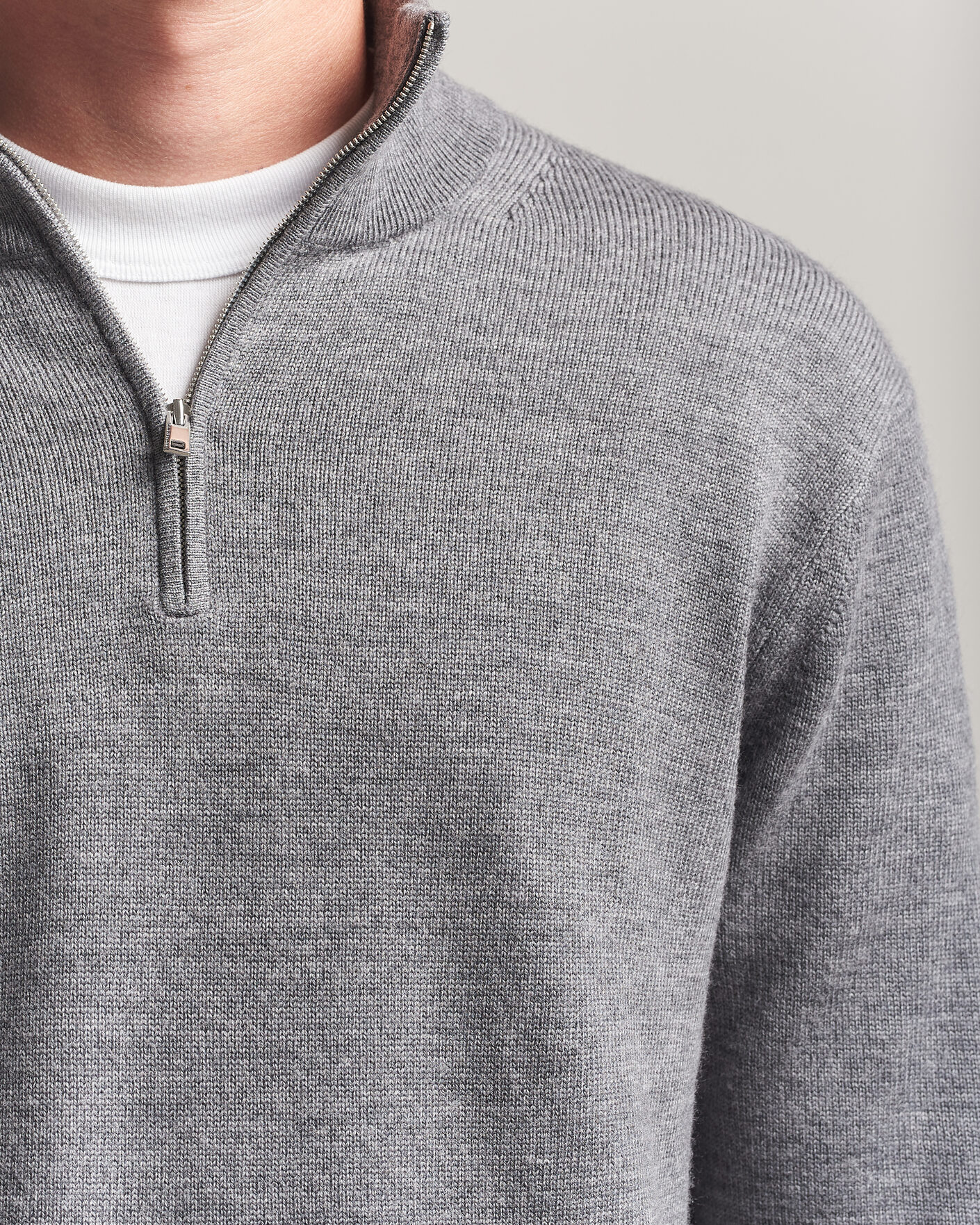 Herren | Pullover | Tiger of Sweden | Travis Wool Half Zip Concrete Melange