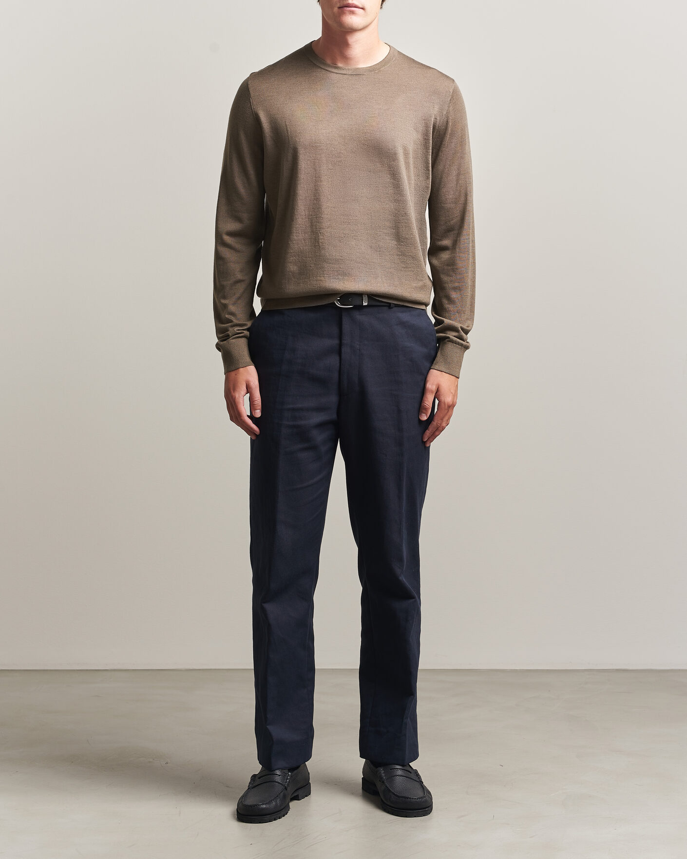 Herren | Pullover | Tiger of Sweden | Connor Extra Fine Merino Crew Neck Pullover Aged Timber