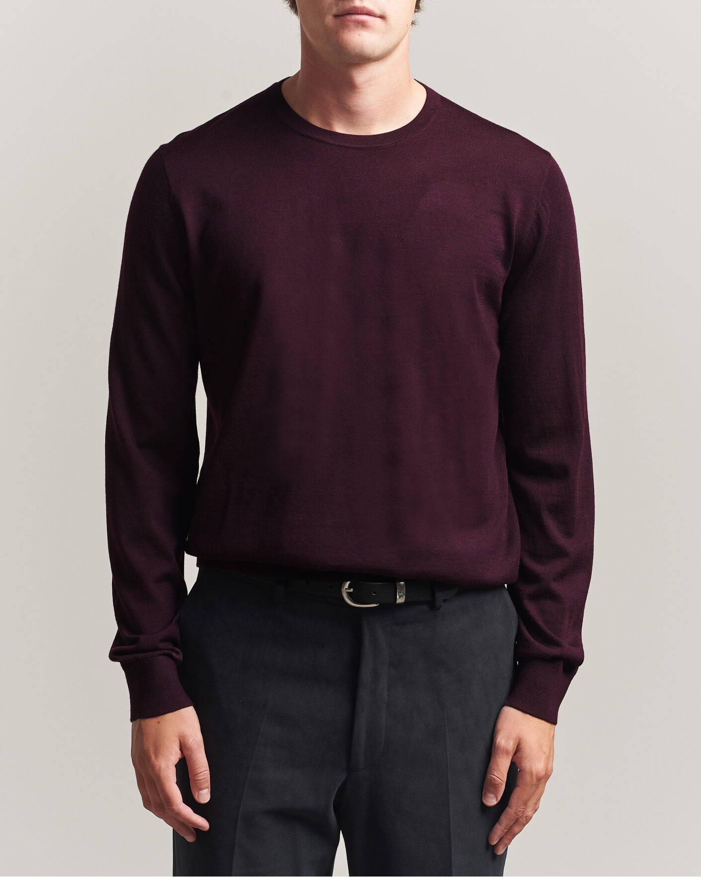 Herren | Pullover | Tiger of Sweden | Connor Extra Fine Merino Crew Neck Pullover Aubergine