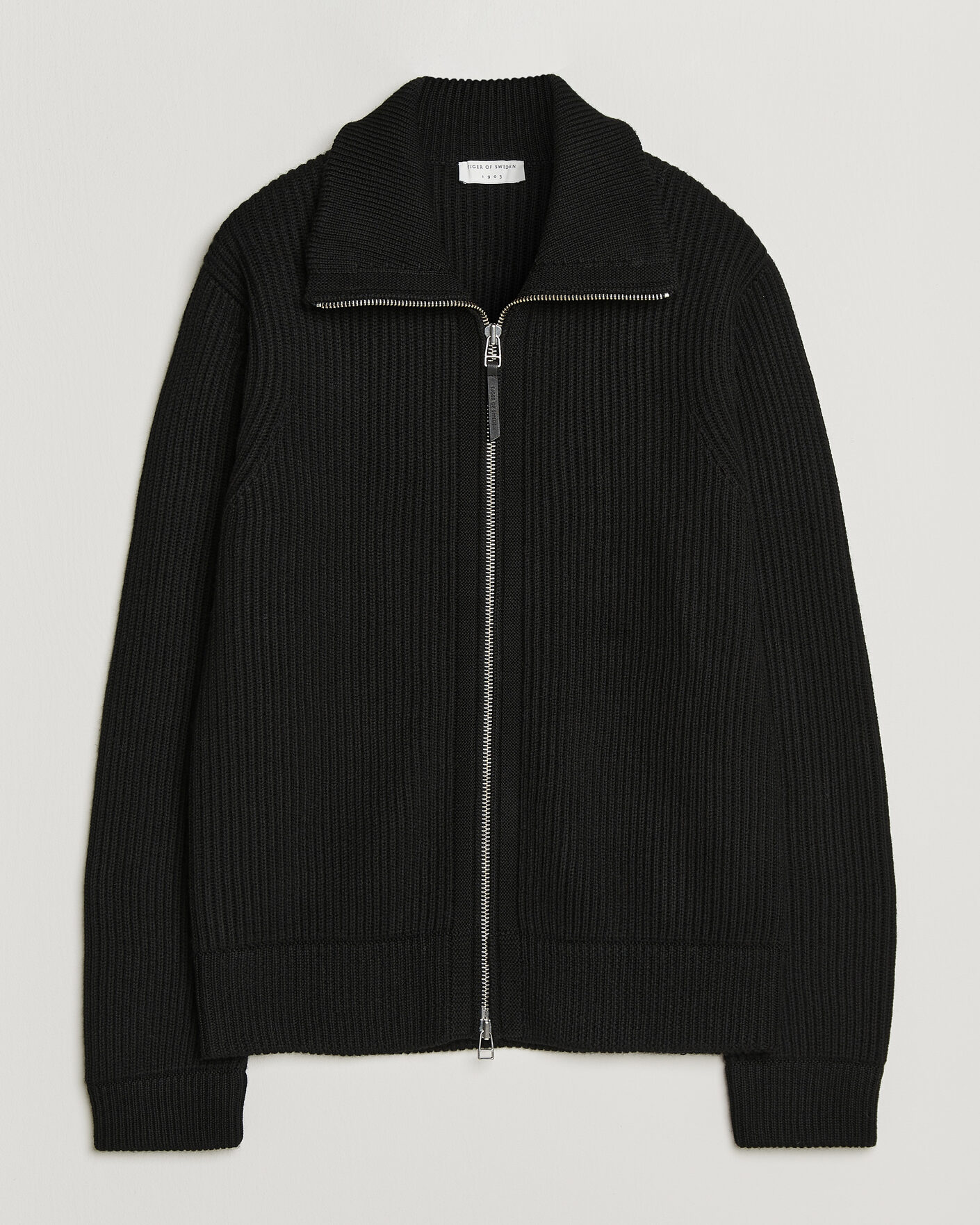 Herren | Pullover | Tiger of Sweden | Niall Wool Heavy Knitted Full Zip Black