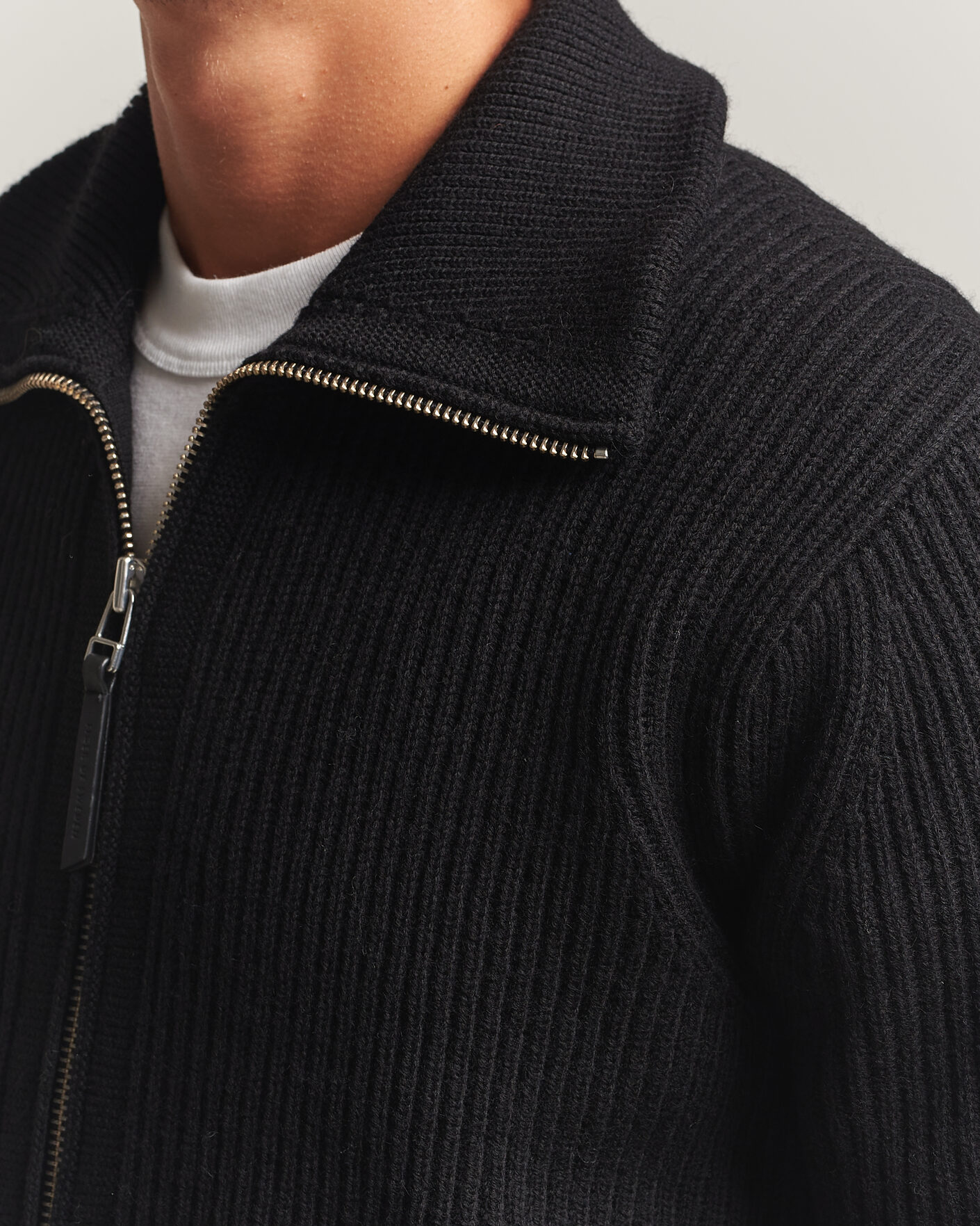 Herren | Pullover | Tiger of Sweden | Niall Wool Heavy Knitted Full Zip Black