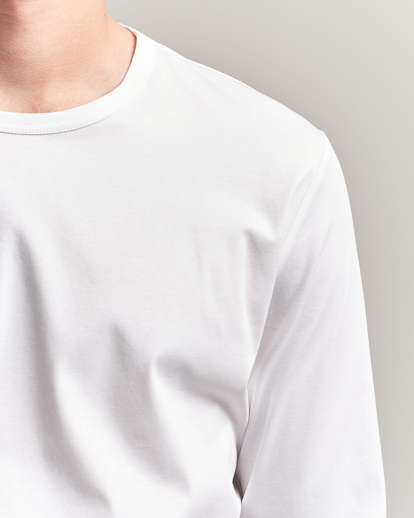 Herren | T-Shirts | Tiger of Sweden | Olaf Mercerized Cotton Long Sleeve T-Shirt Pure White