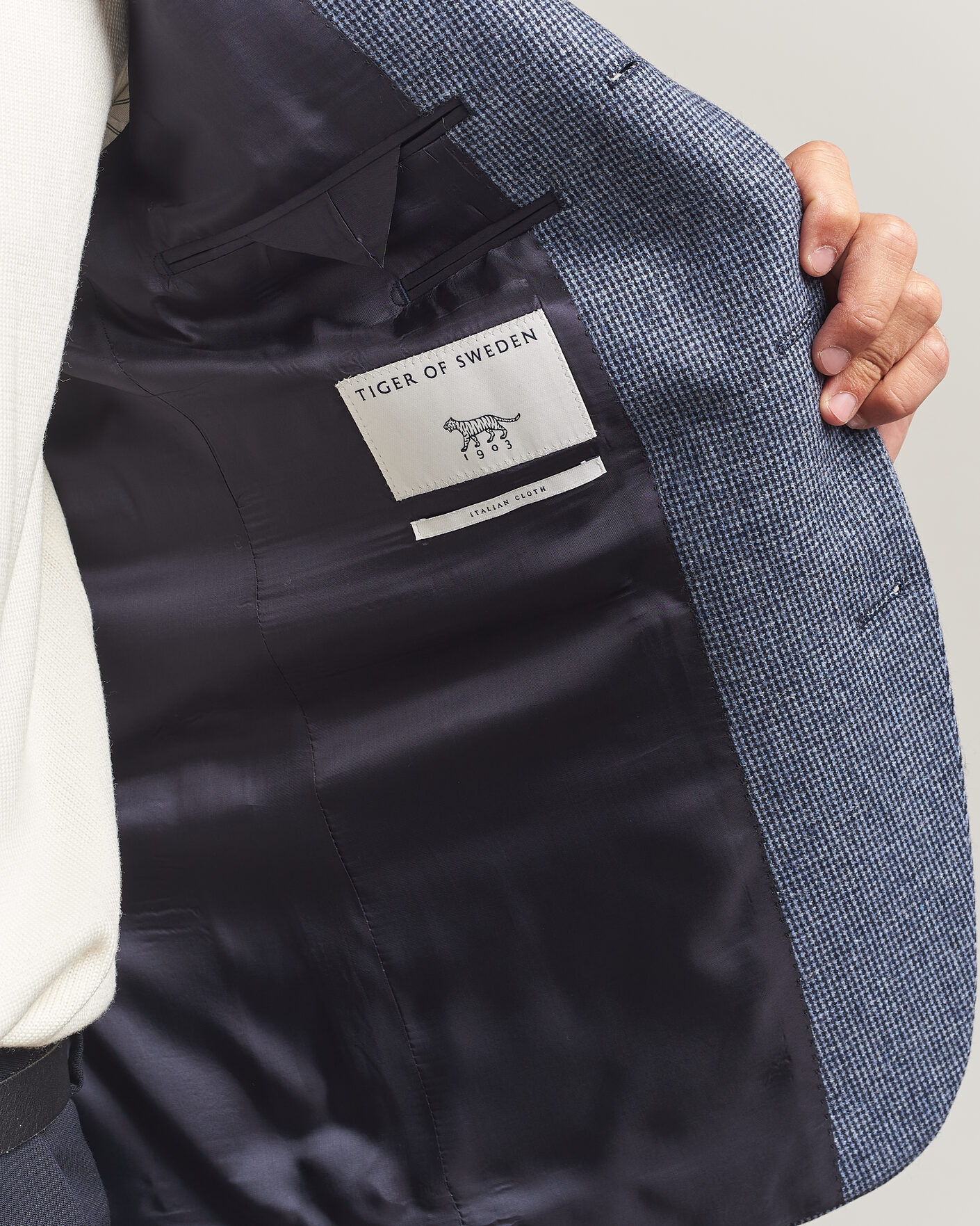 Herren | Sakkos | Tiger of Sweden | Easer Wool Pepita Blazer Iron Haze