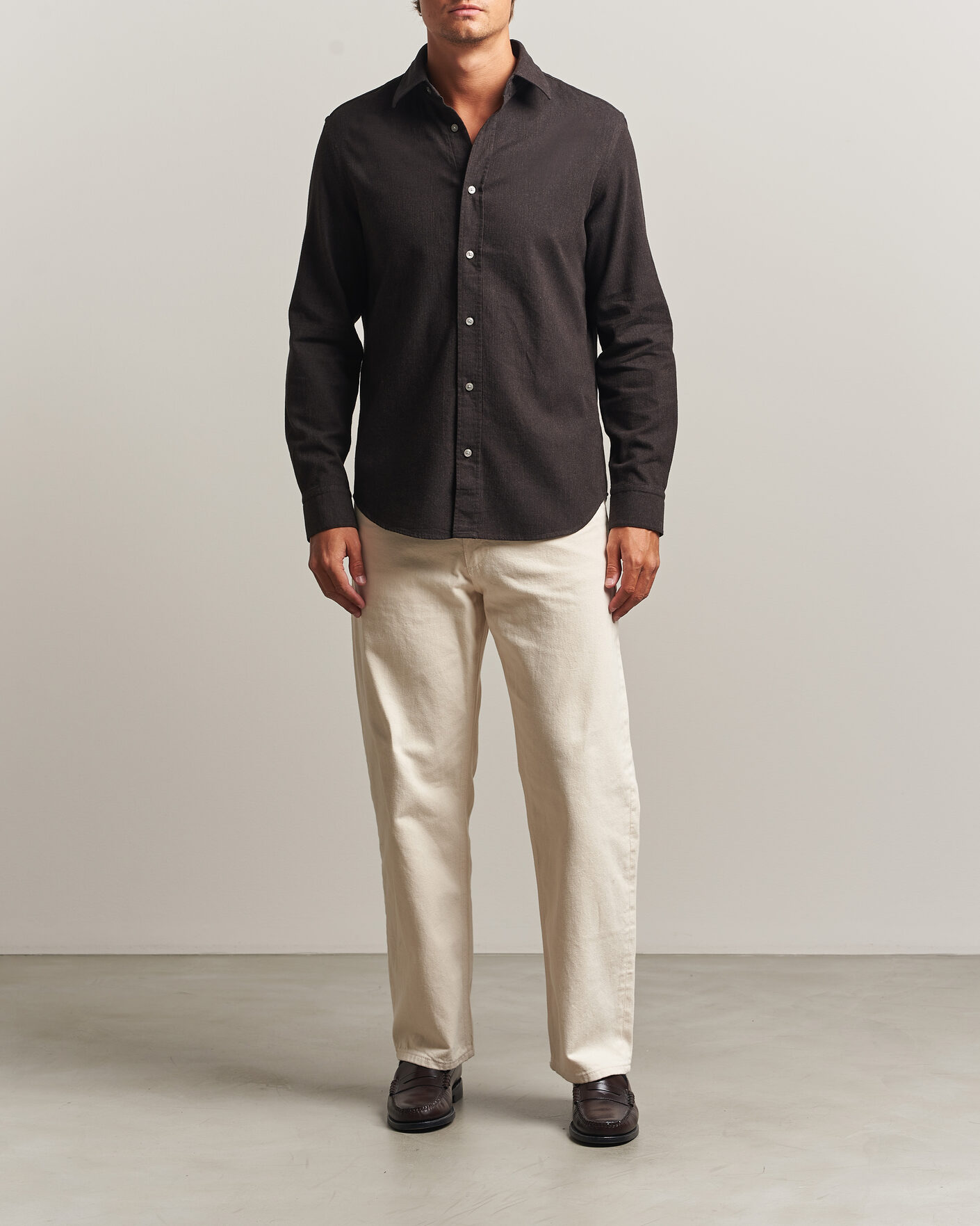 Herren | Hemden | Tiger of Sweden | Bjorn Brushed Cotton Shirt Espresso