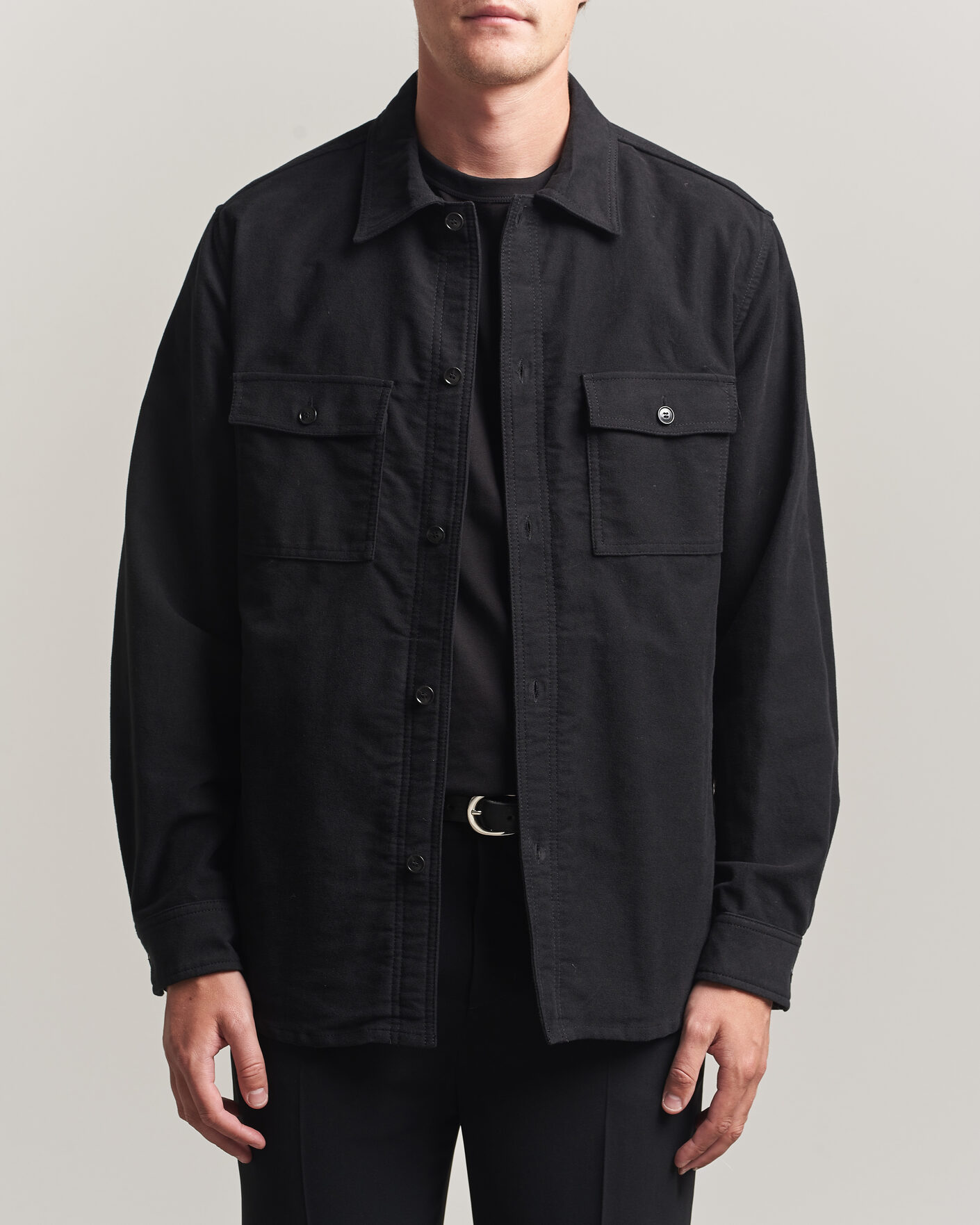 Herren | Hemden | Tiger of Sweden | Bishop Cotton Overshirt Black