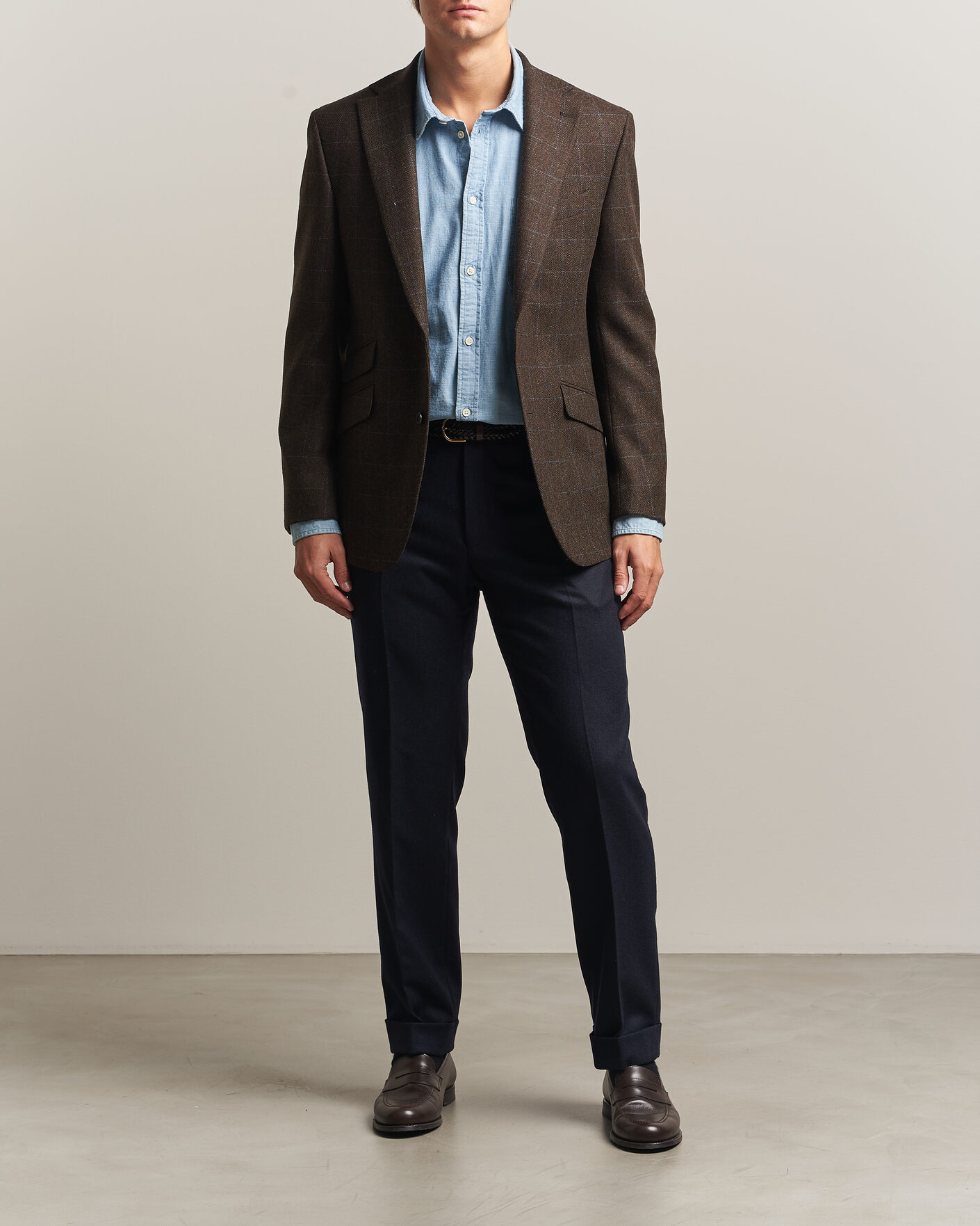 Herren | Sakkos | Walker Slater | Edward Lambswool Windowpane Blazer Brown