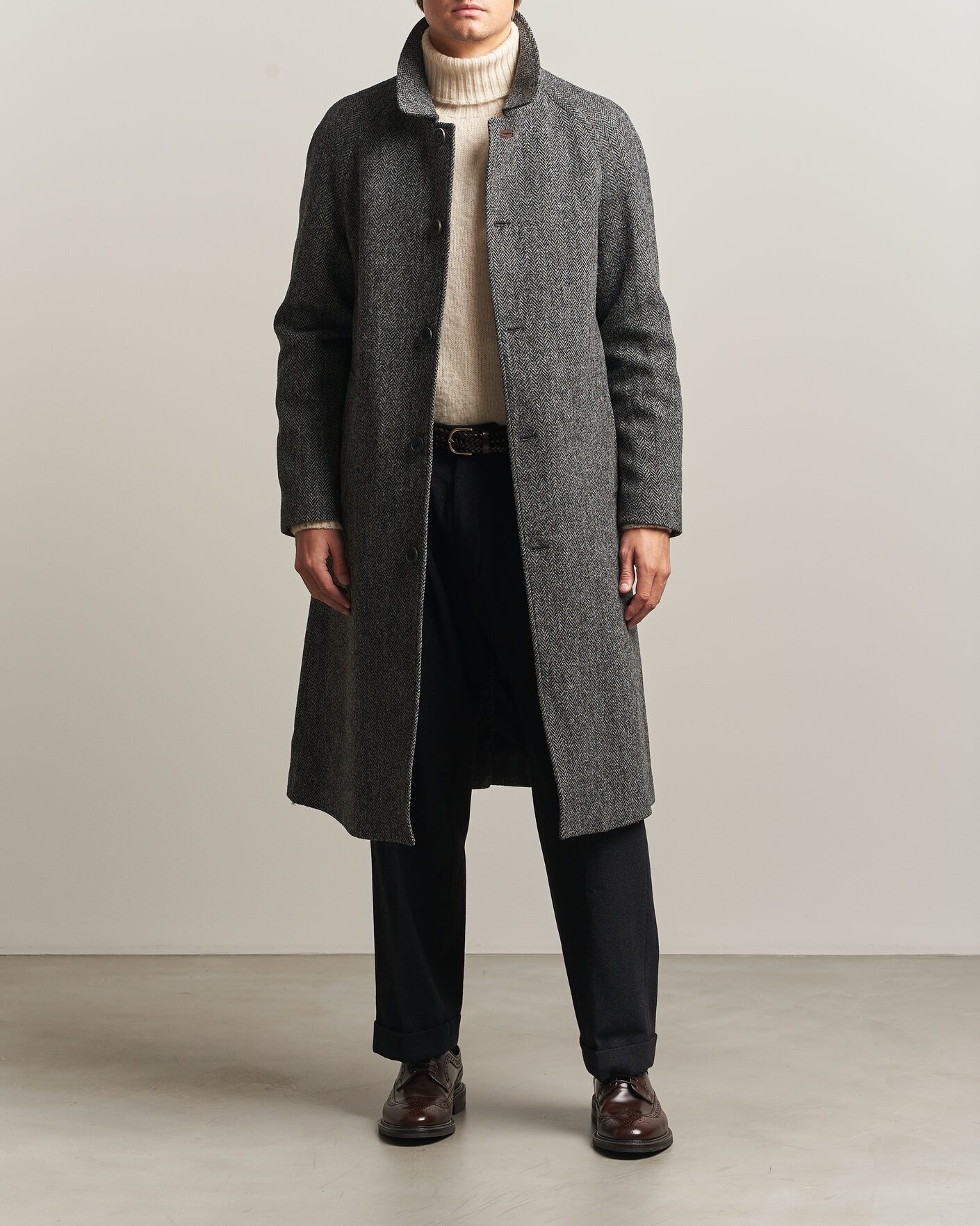 Herren | Jacken | Walker Slater | Sherlock Harris Tweed Herringbone Coat Charcoal