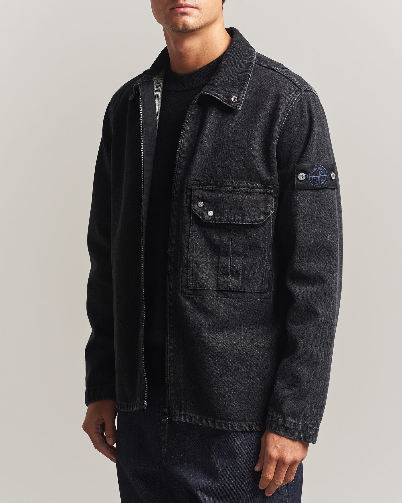 Herren | Hemden | Stone Island | Denim Overshirt Black Medium Wash