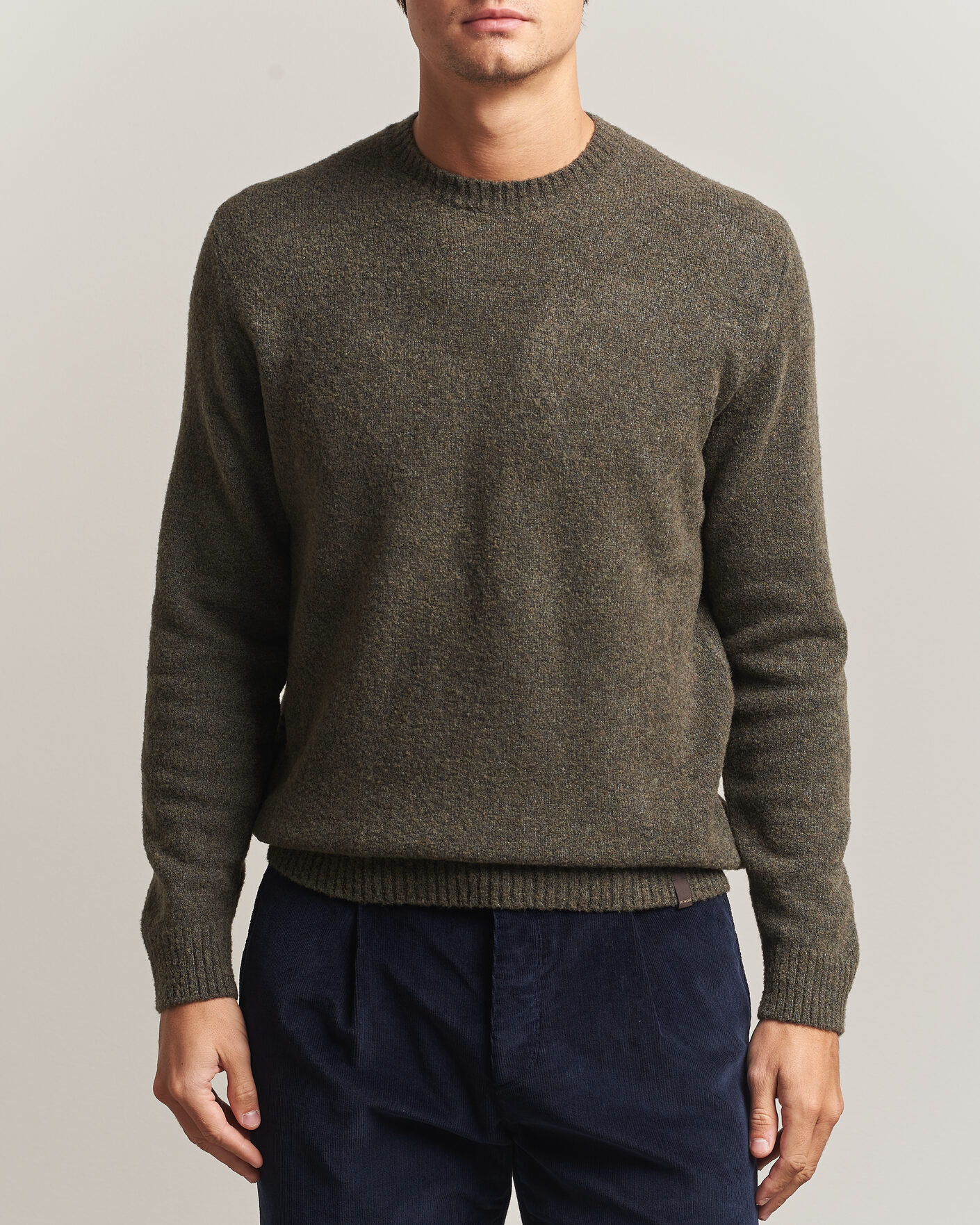 Herren | Pullover | Zanone | Wool Boucle Crew Neck Forest Green