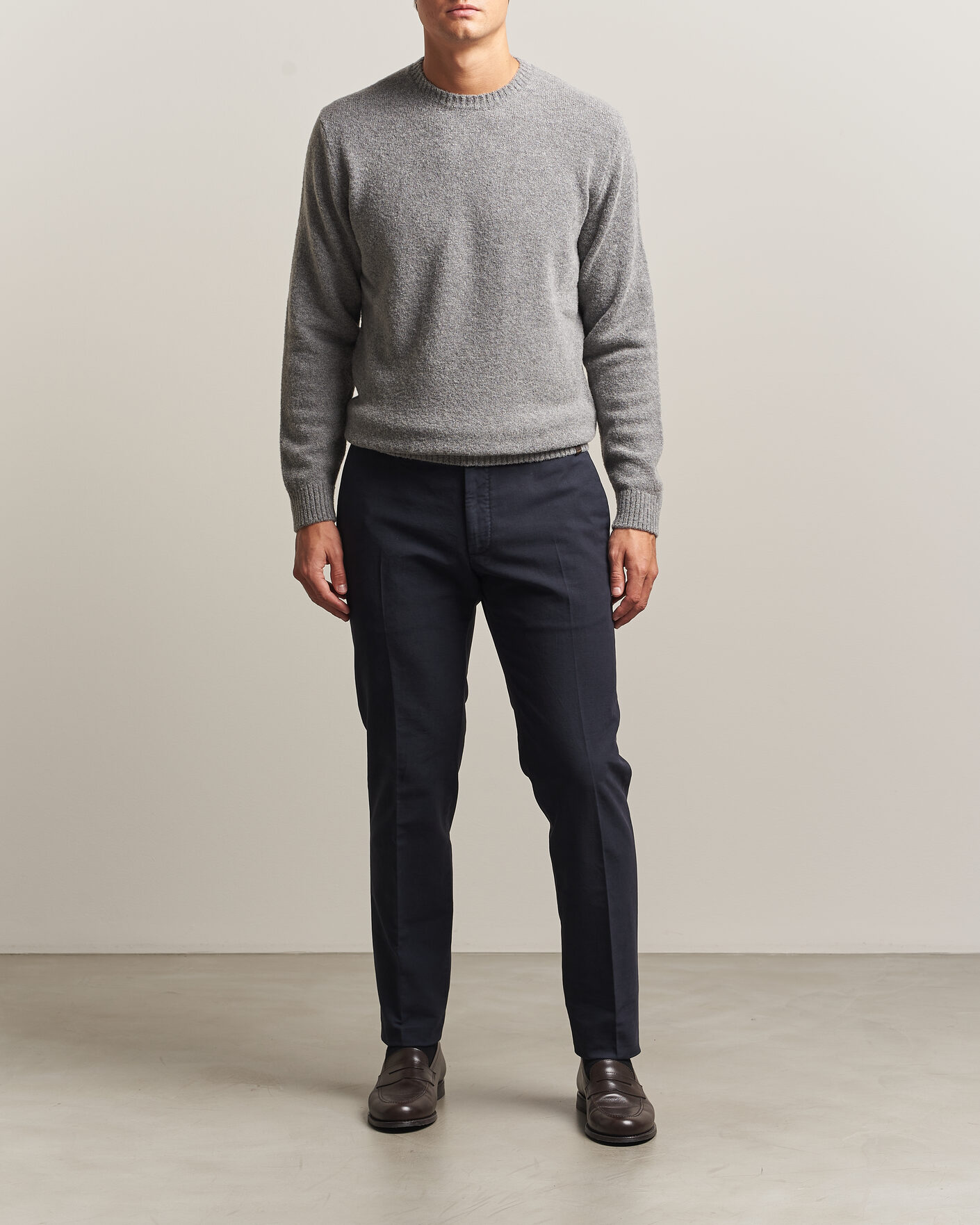 Herren | Pullover | Zanone | Wool Boucle Crew Neck Grey Melange